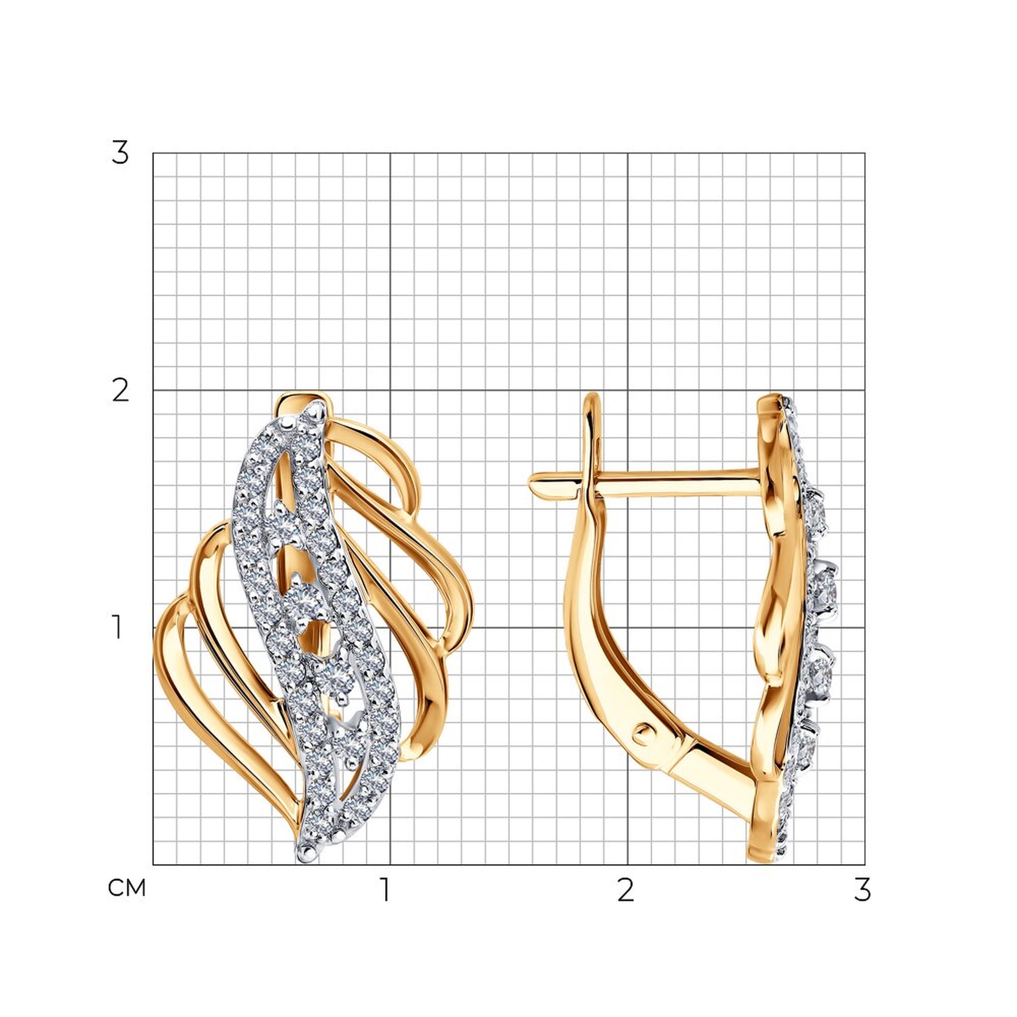 Золотые серьги Diamant 51-120-01025-1 с фианитом