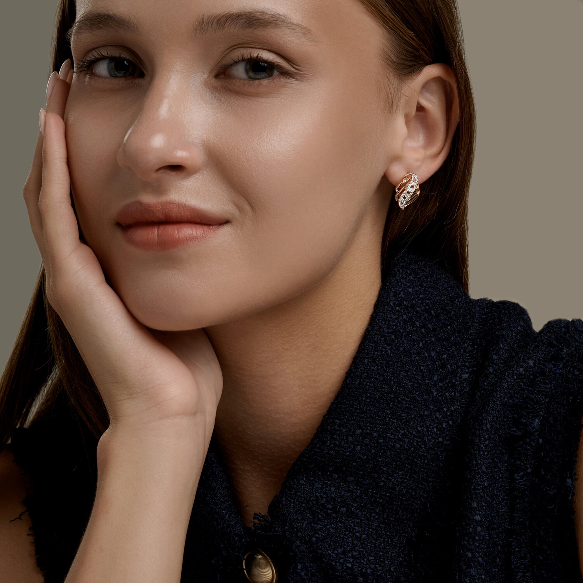 Золотые серьги Diamant 51-120-01025-1 с фианитом