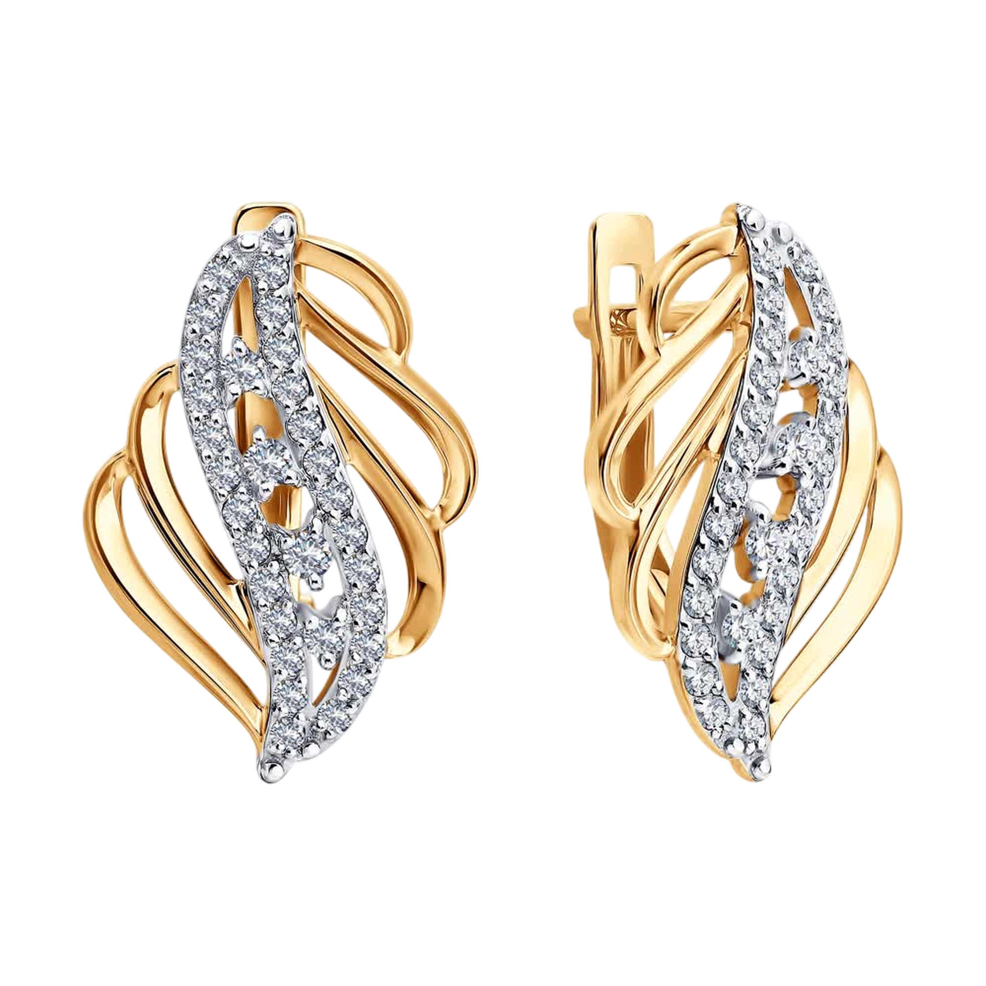 Золотые серьги Diamant 51-120-01025-1 с фианитом