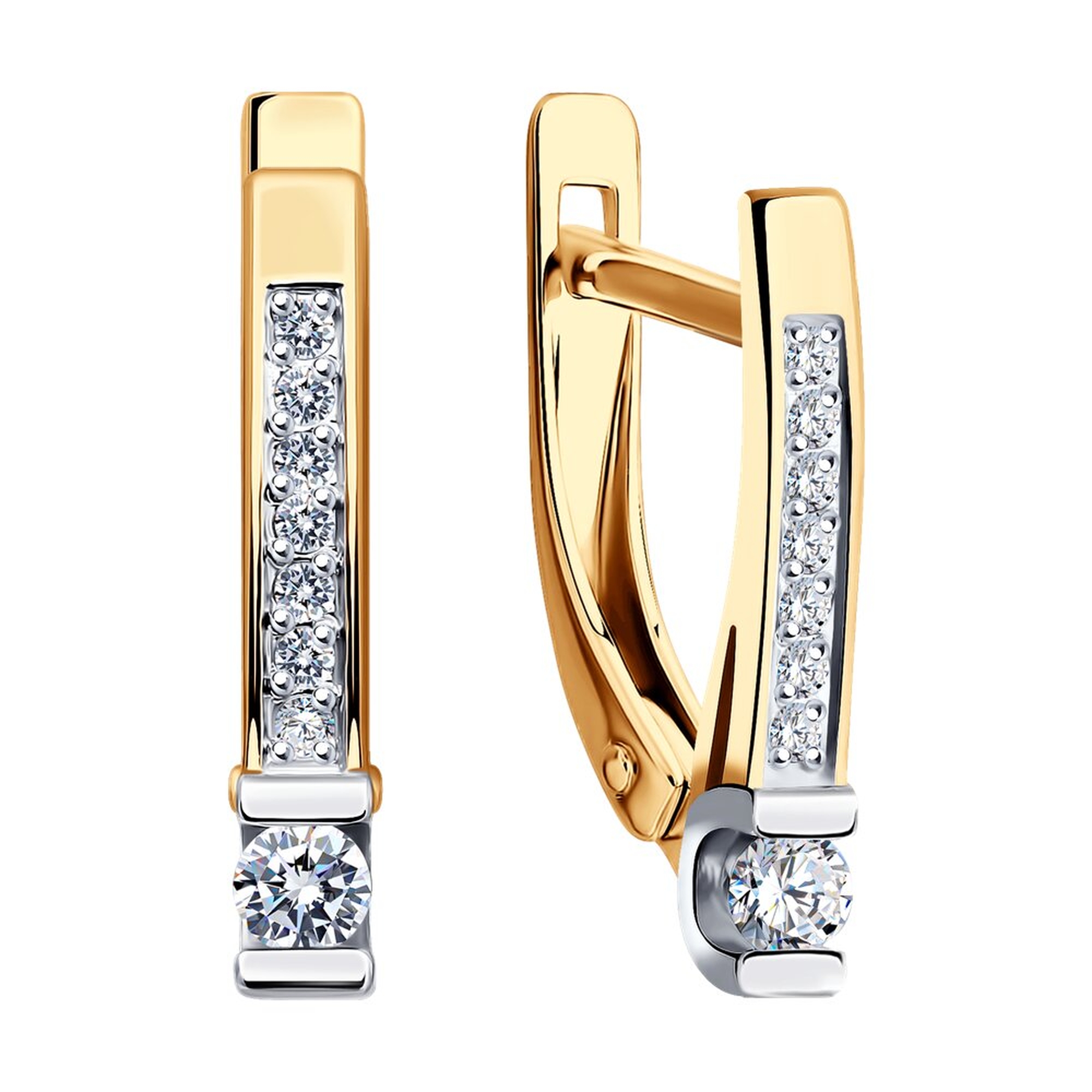 Золотые серьги Diamant 51-120-02054-1 с фианитом