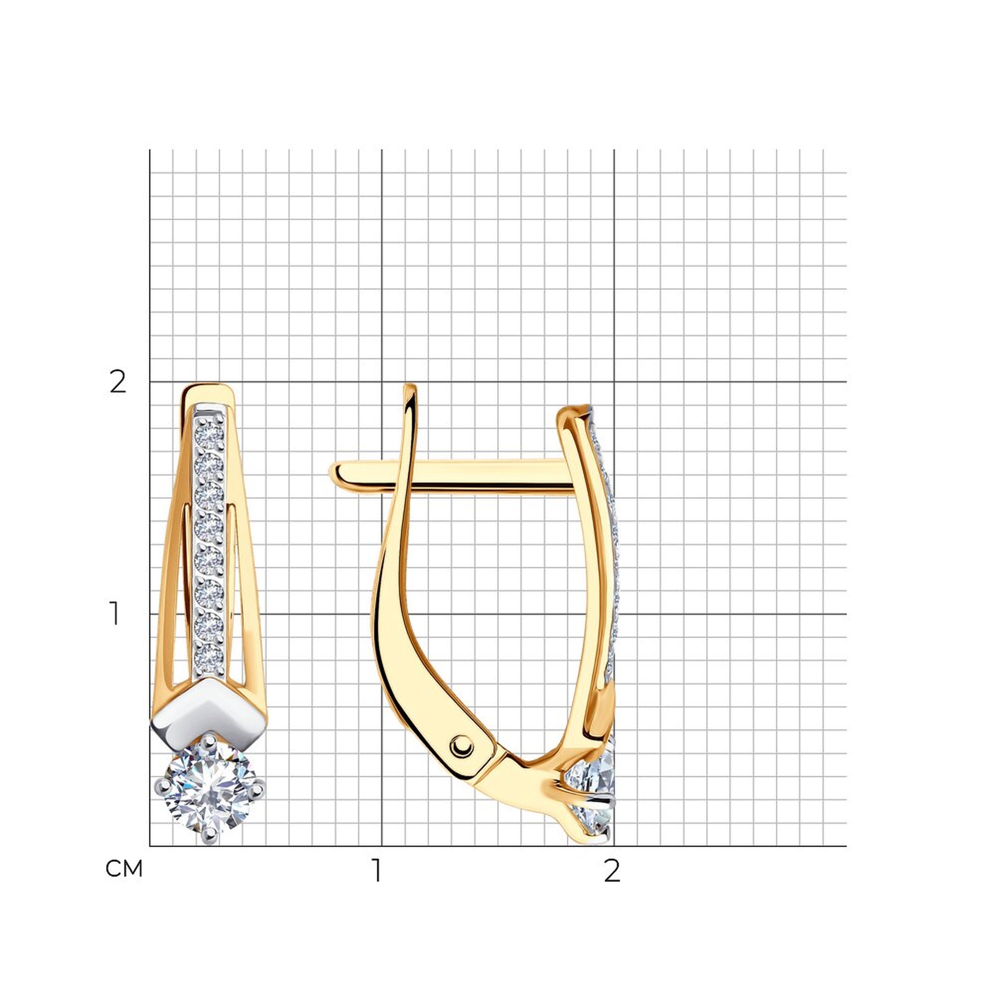 Золотые серьги Diamant 51-120-02322-1 с фианитом