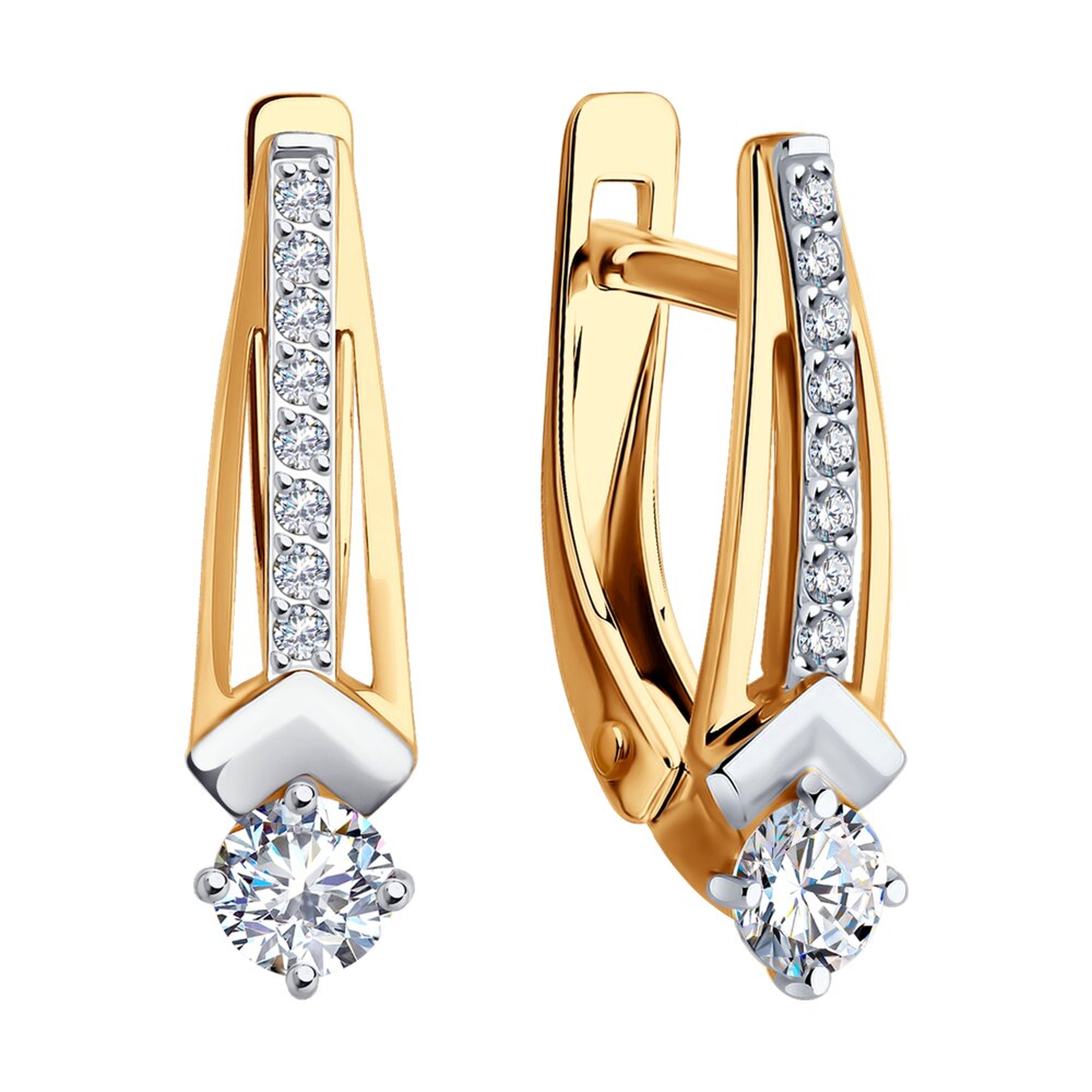 Золотые серьги Diamant 51-120-02322-1 с фианитом