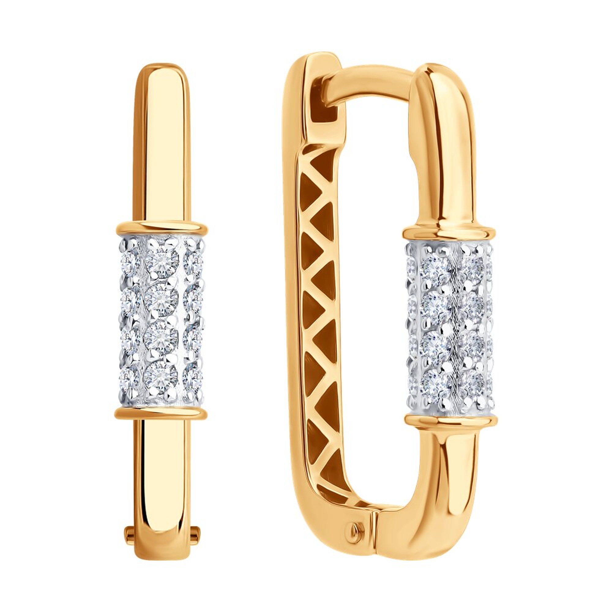 Золотые серьги Diamant 51-120-02928-1 с фианитом