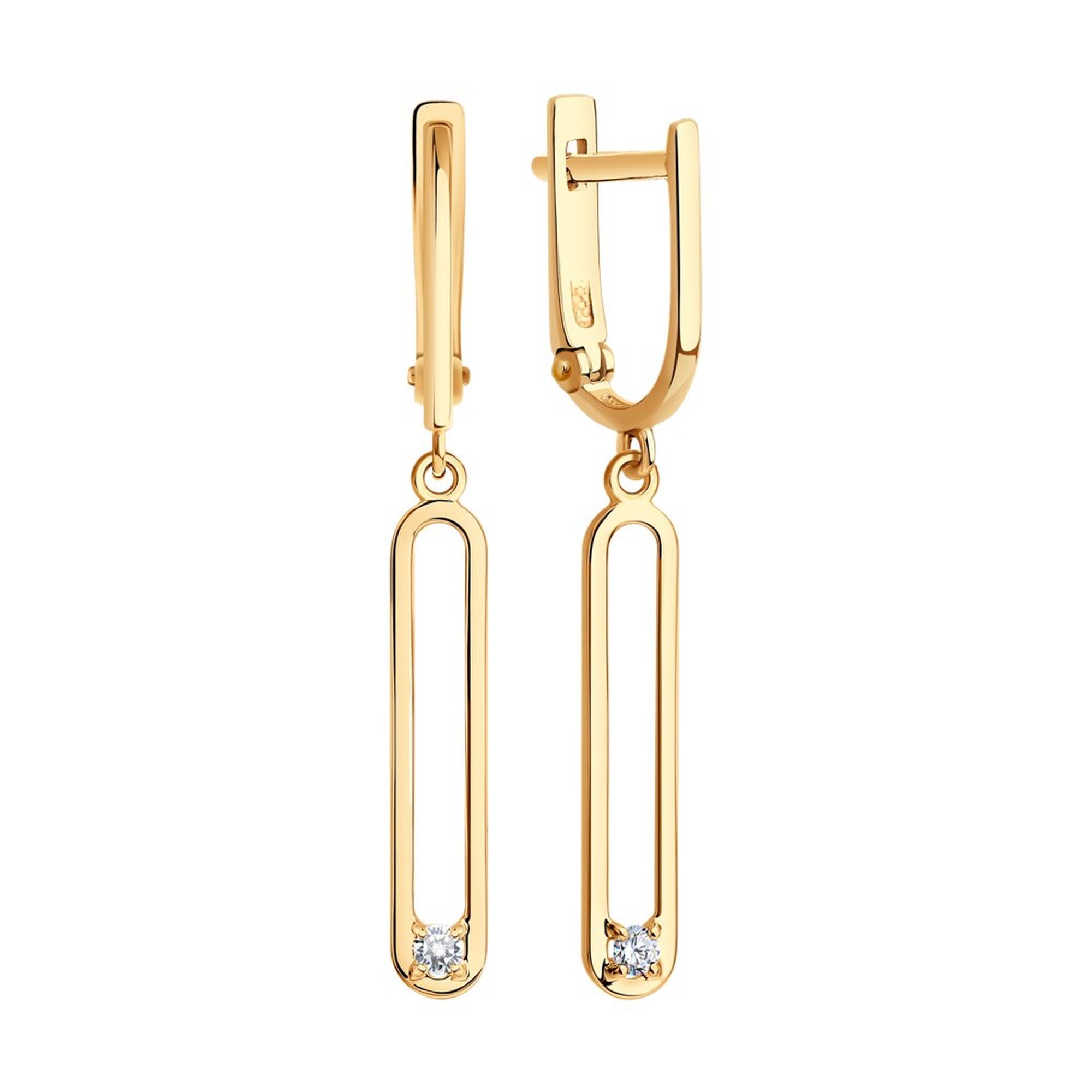 Золотые серьги Diamant 51-121-01051-1 с фианитом