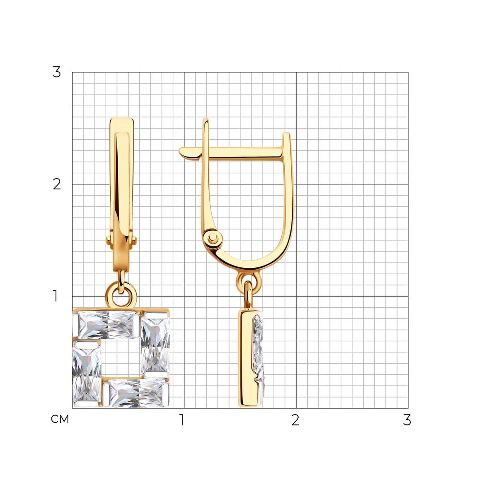 Золотые серьги Diamant 51-121-02921-1 с фианитом