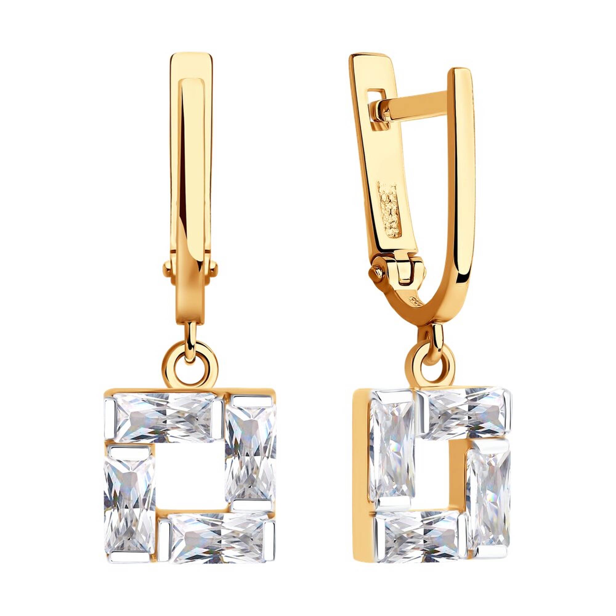 Золотые серьги Diamant 51-121-02921-1 с фианитом