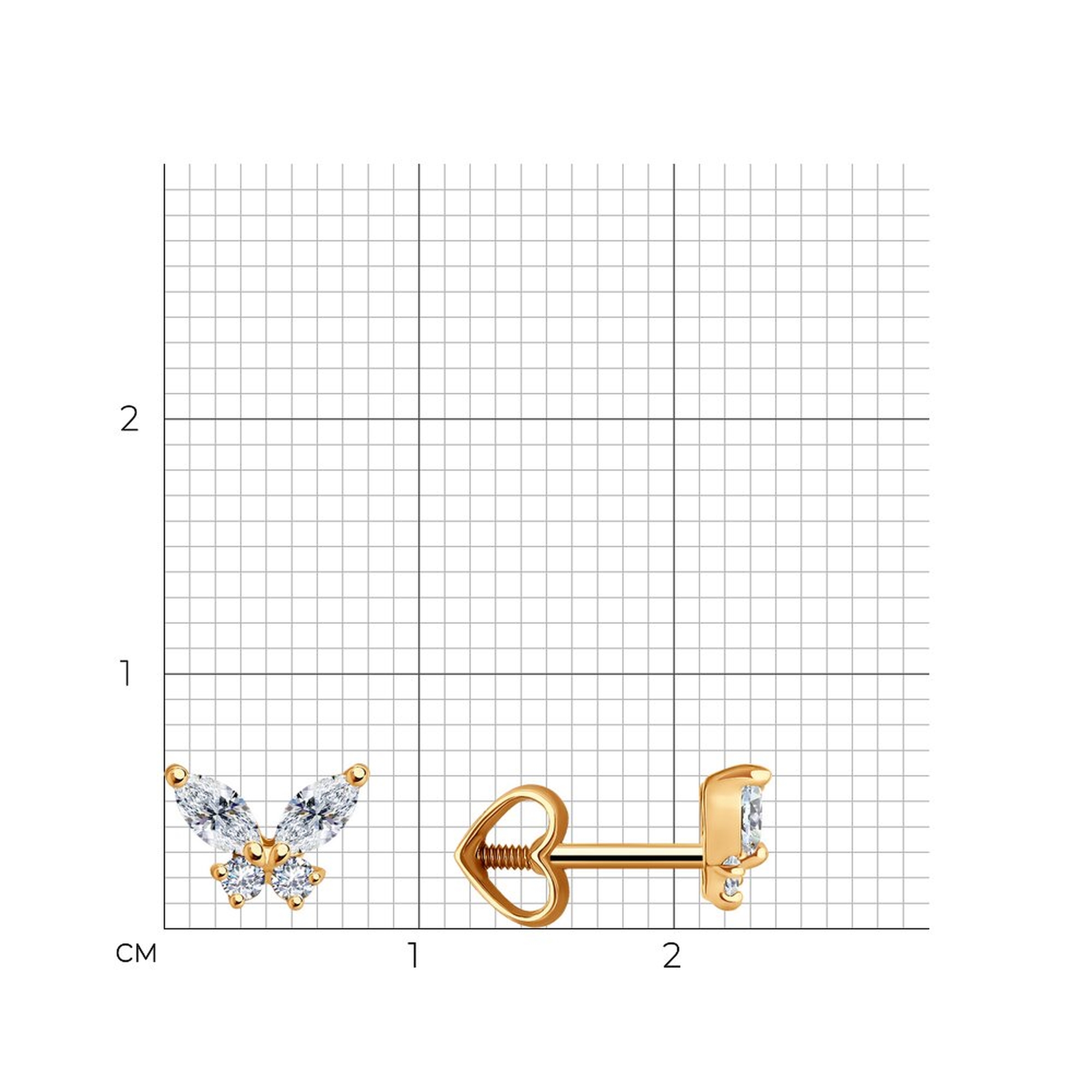 Золотые серьги Diamant 51-122-02398-1 с фианитом