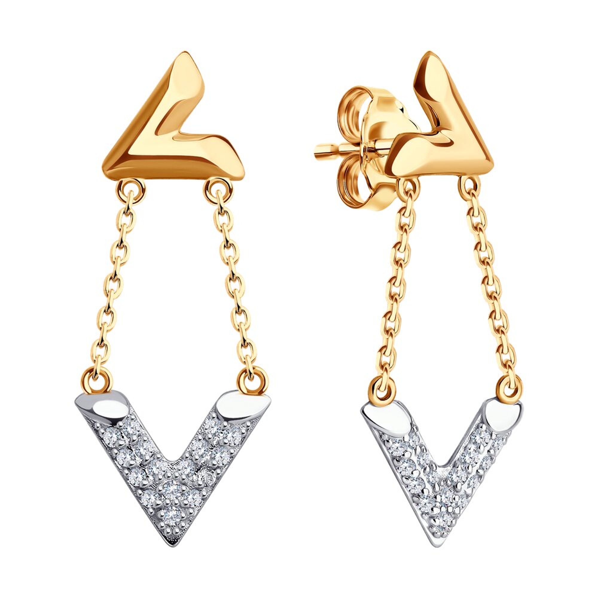 Золотые серьги Diamant 51-122-02506-1 с фианитом