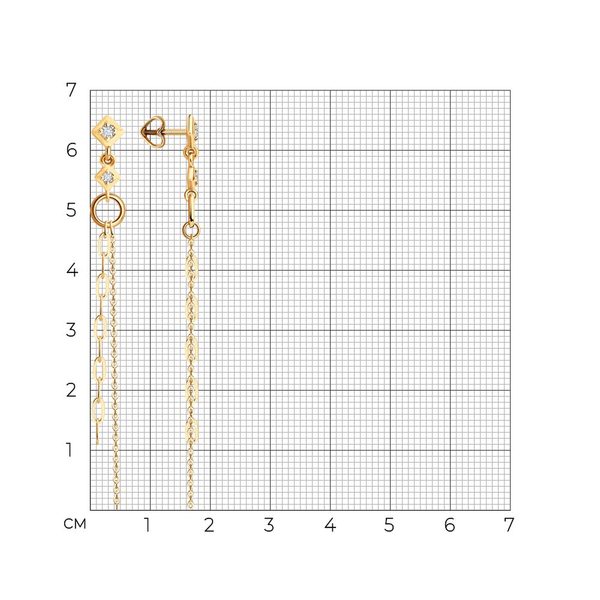 Золотые серьги Diamant 51-122-02947-1 с фианитом