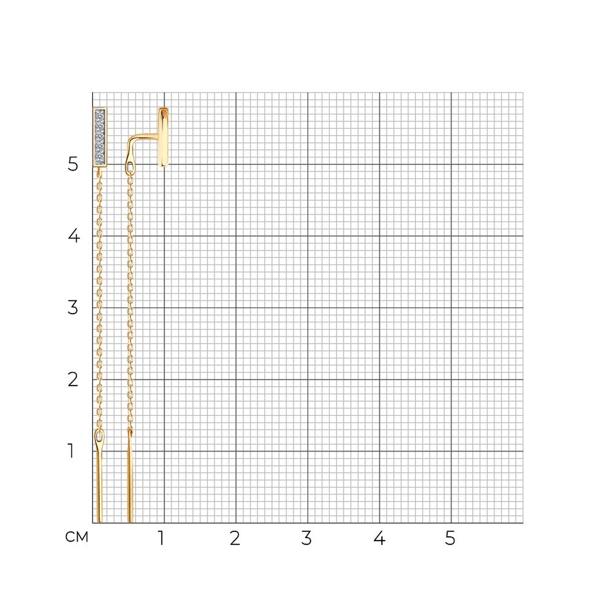 Золотые серьги Diamant 51-123-01215-1 с фианитом