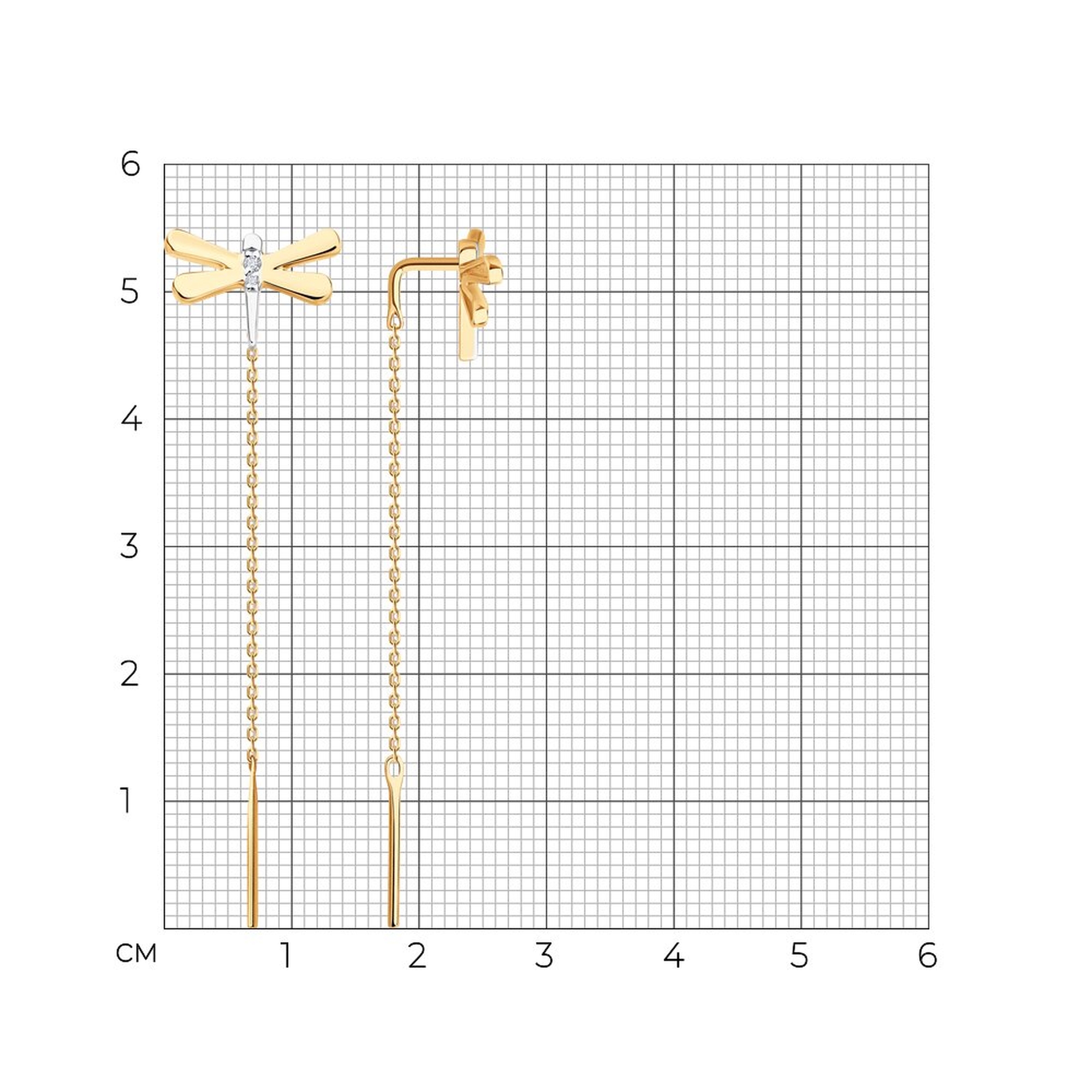 Золотые серьги Diamant 51-123-02854-1 с фианитом