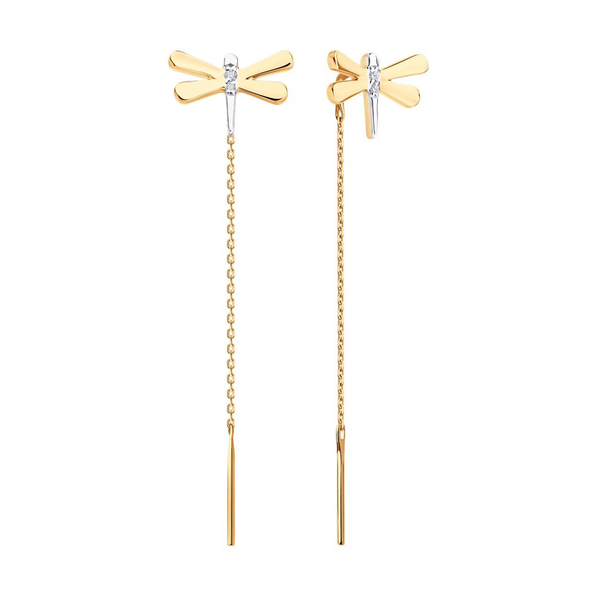 Золотые серьги Diamant 51-123-02854-1 с фианитом