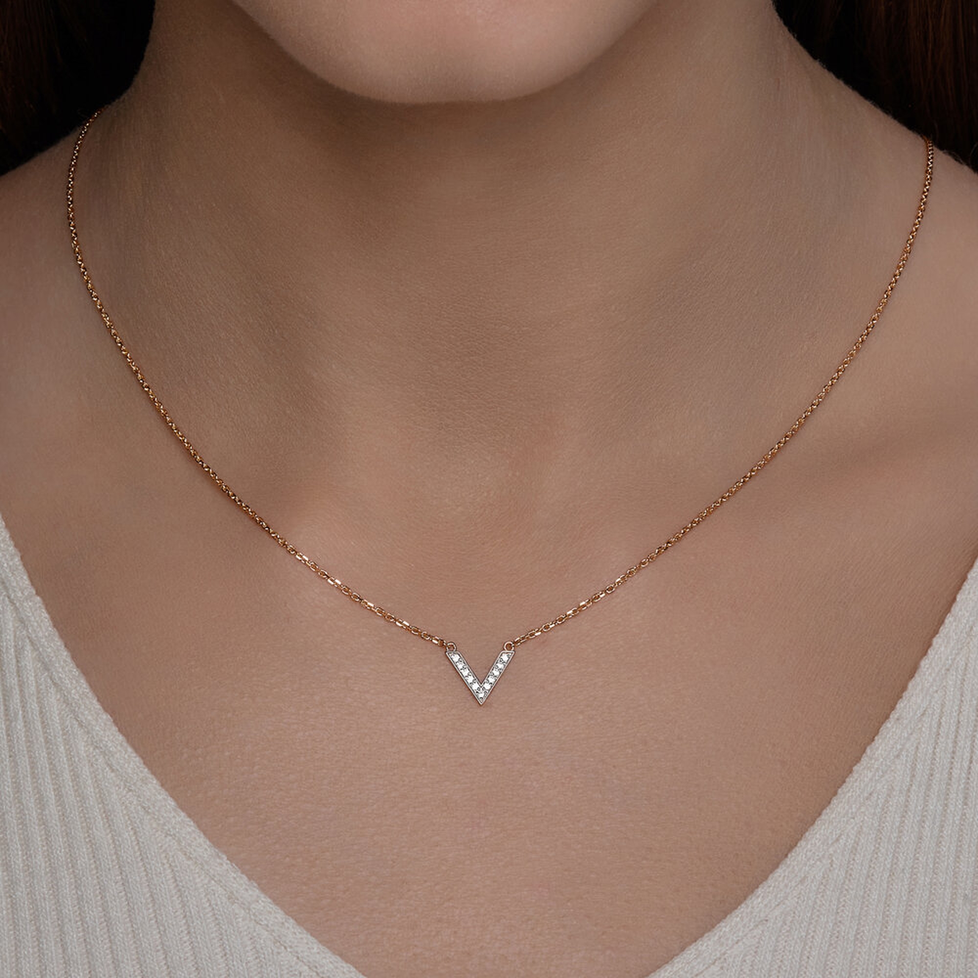 Золотое колье Diamant 51-170-02160-4 с фианитом