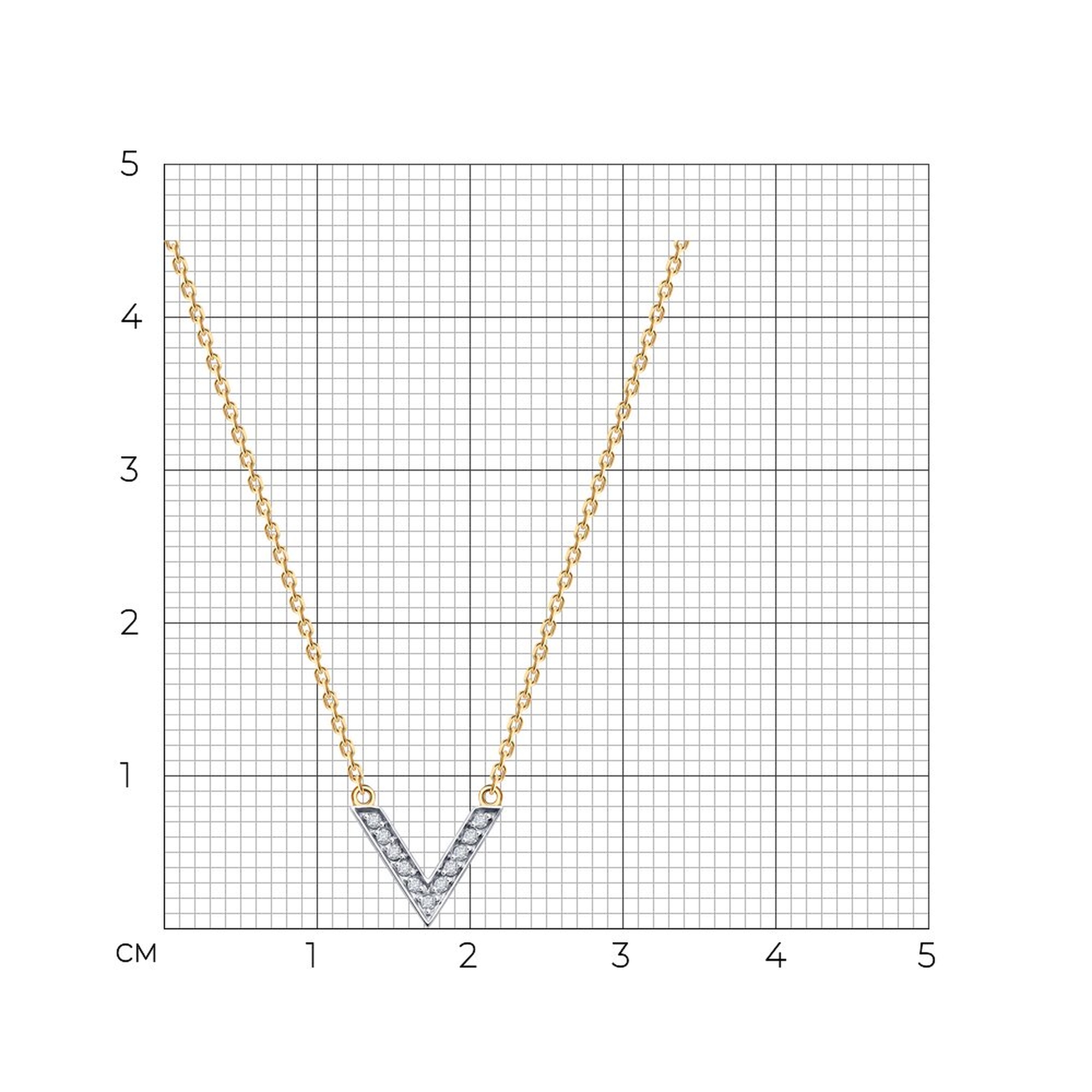 Золотое колье Diamant 51-170-02160-4 с фианитом
