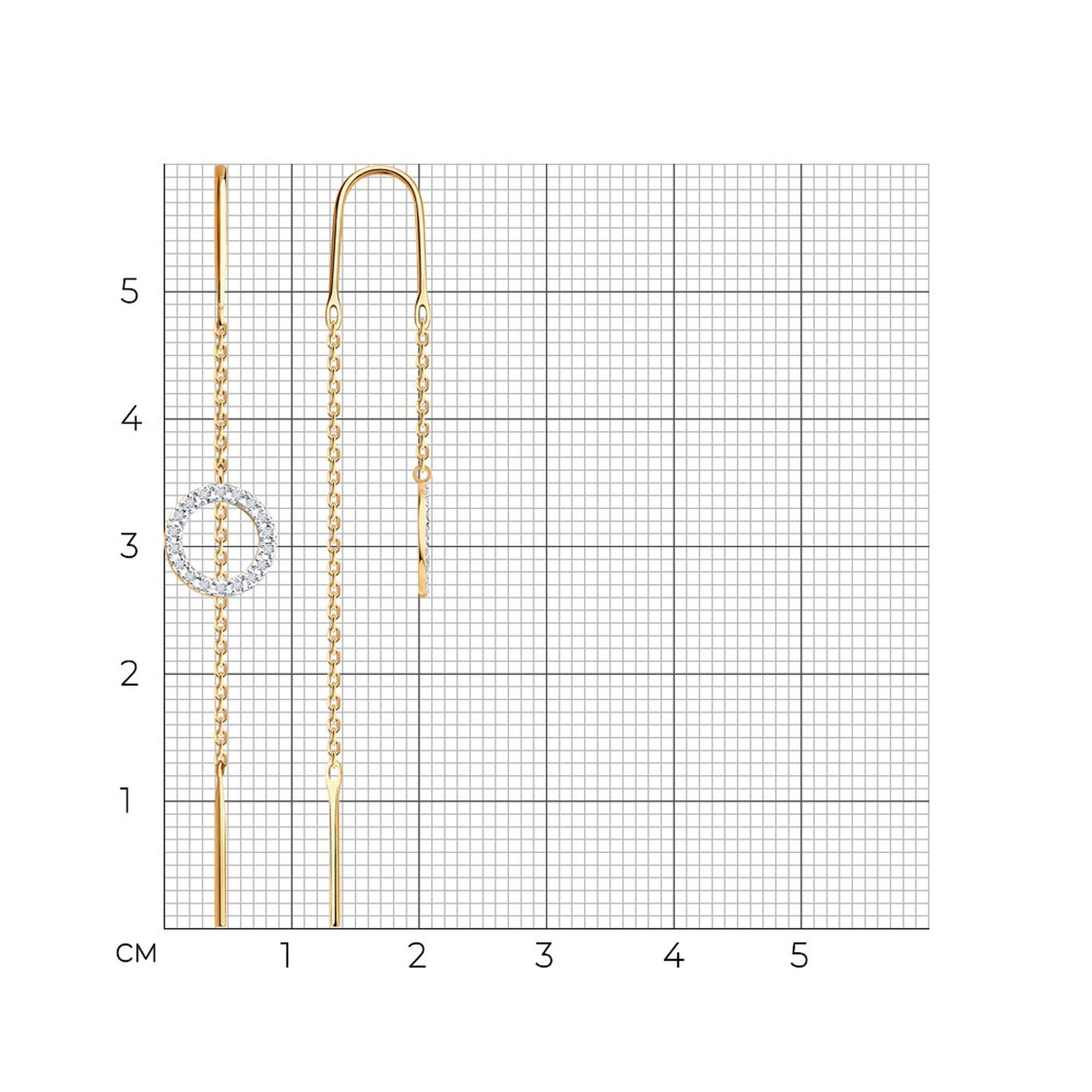 Золотые серьги Diamant 51-223-00451-1 с бриллиантом