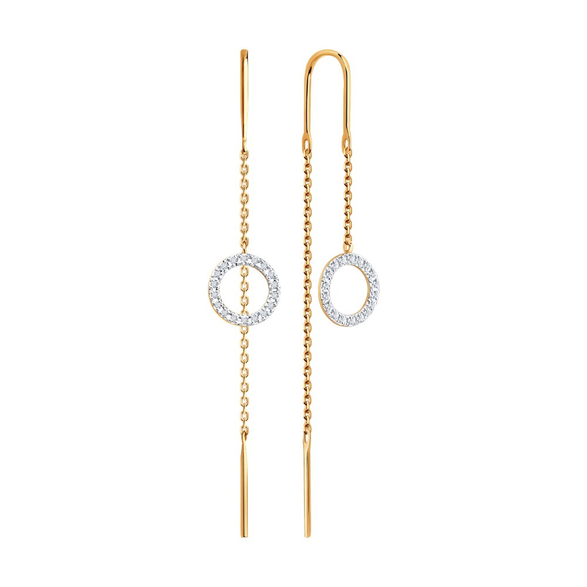 Золотые серьги Diamant 51-223-00451-1 с бриллиантом