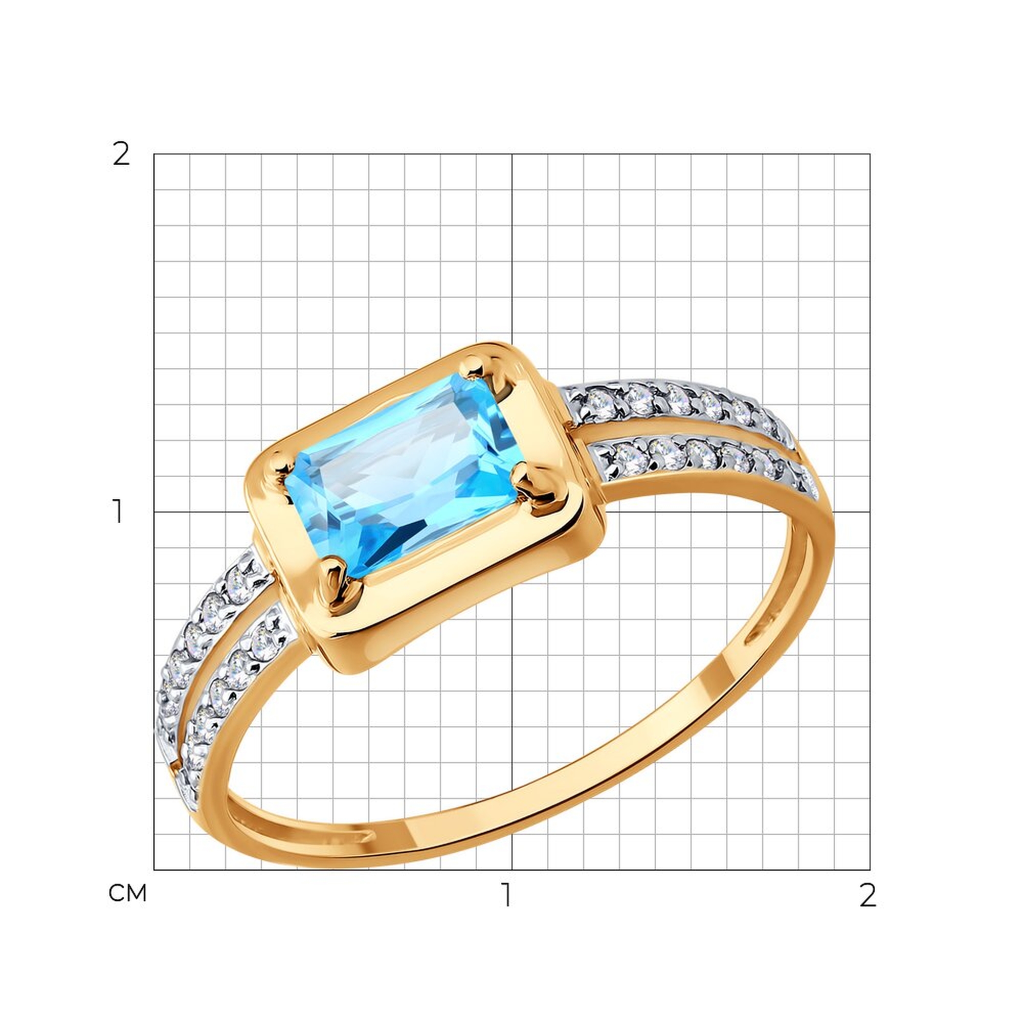 Золотое кольцо Diamant 51-310-01285-1 с топазом и фианитом