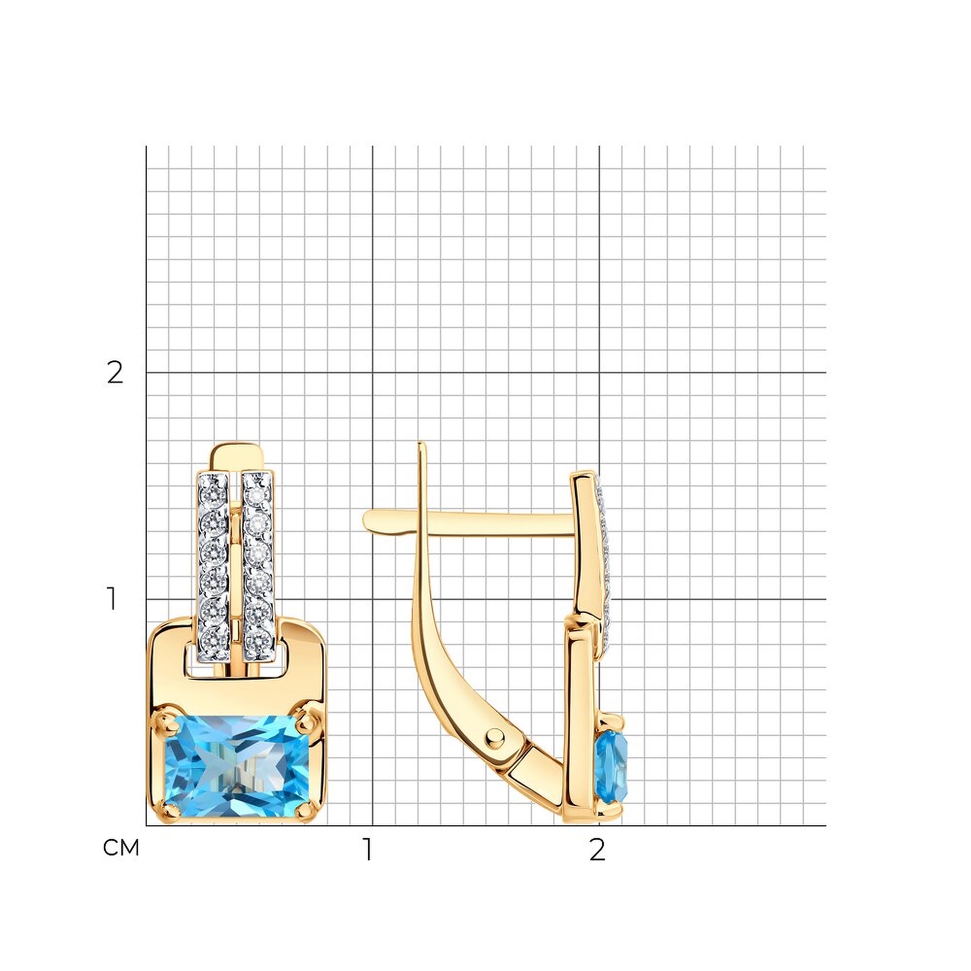 Золотые серьги Diamant 51-320-01285-1 с топазом и фианитом