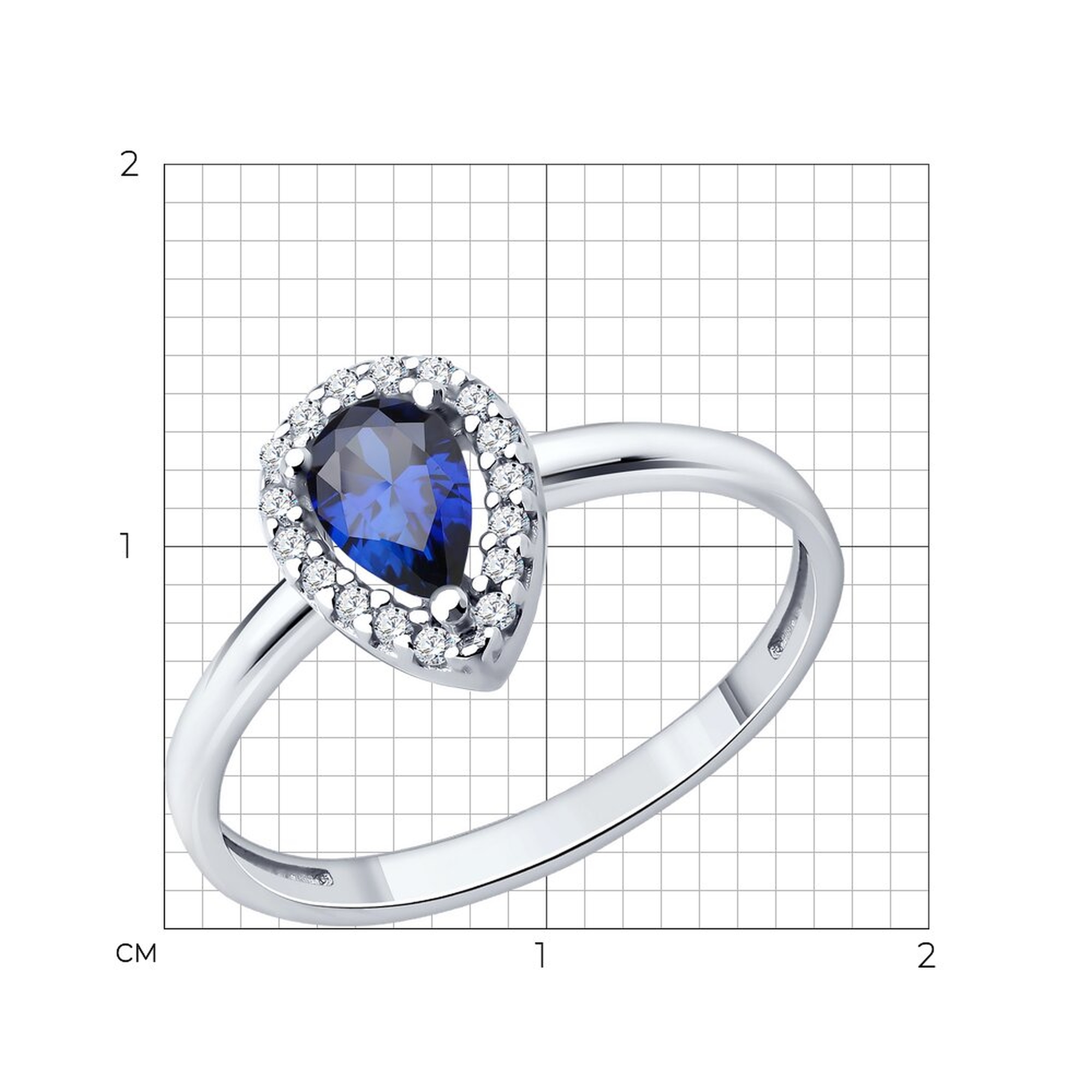 Серебряное кольцо SOKOLOV 62010024 с фианитом и сапфиром