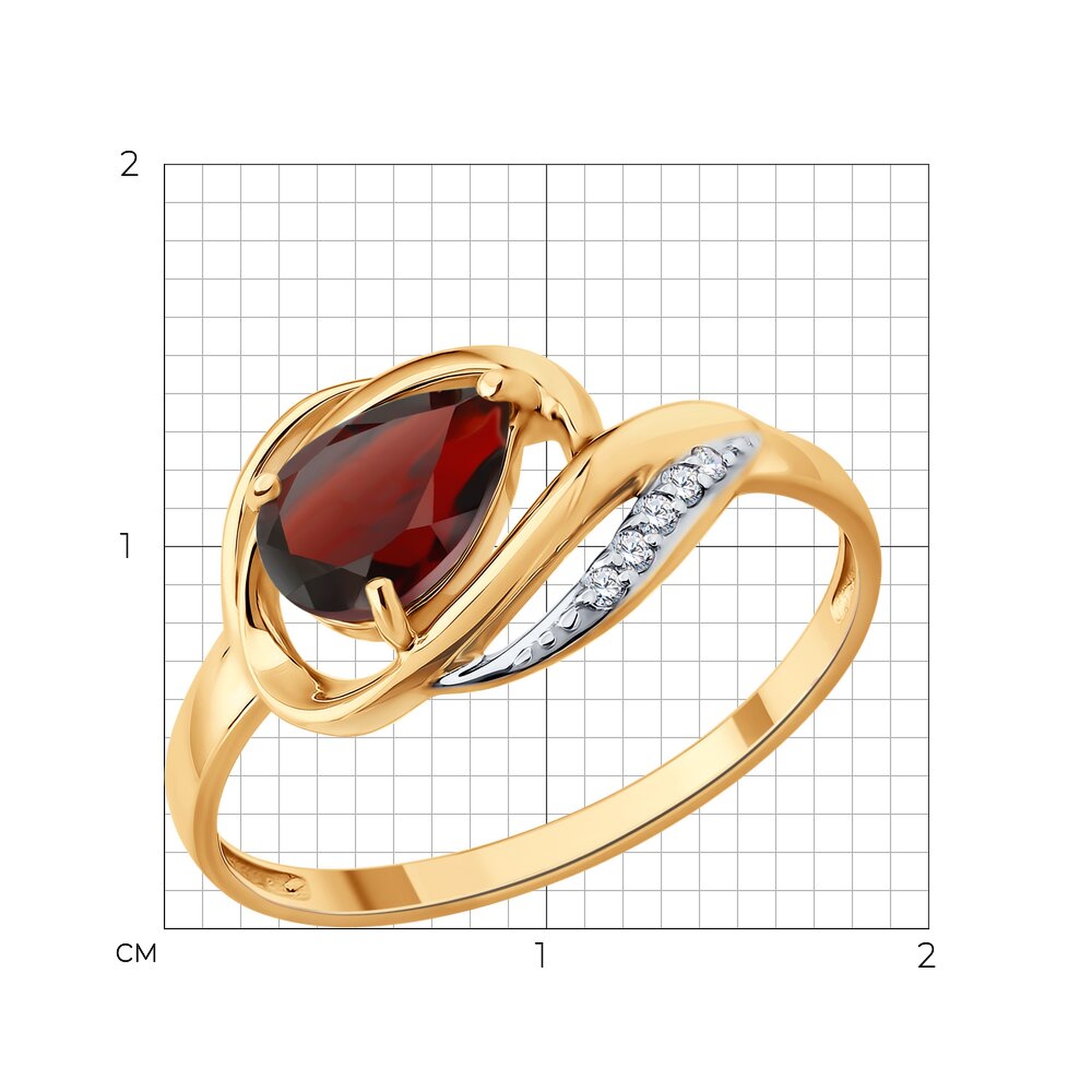 Золотое кольцо SOKOLOV 71-00428 с бриллиантом и гранатом