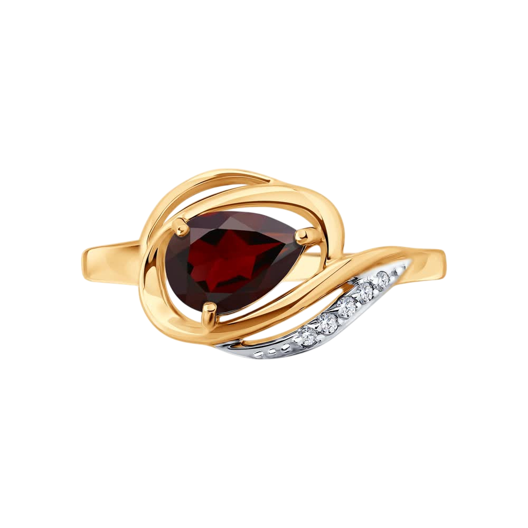 Золотое кольцо SOKOLOV 71-00428 с бриллиантом и гранатом
