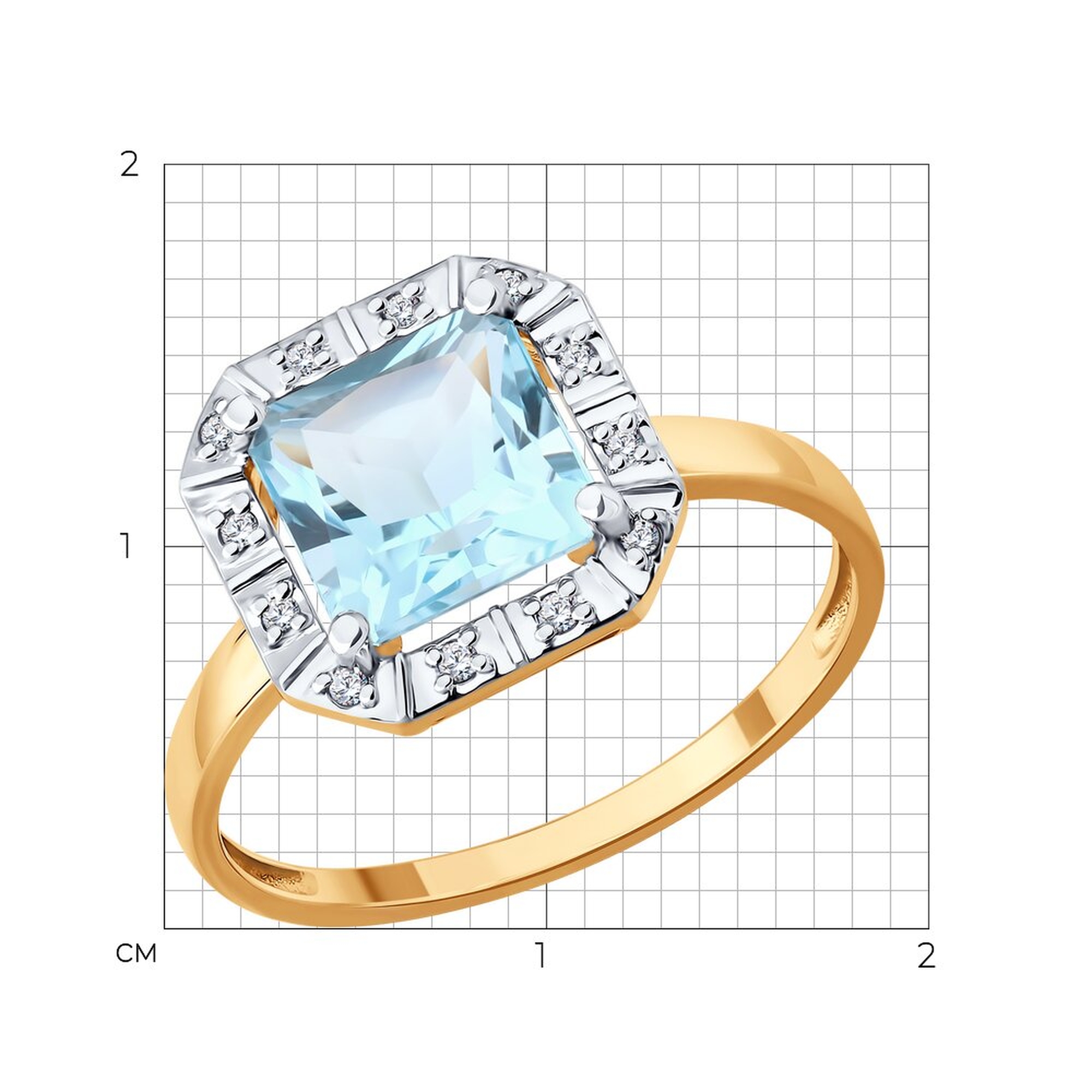 Золотое кольцо SOKOLOV 71-00439 с топазом и бриллиантом