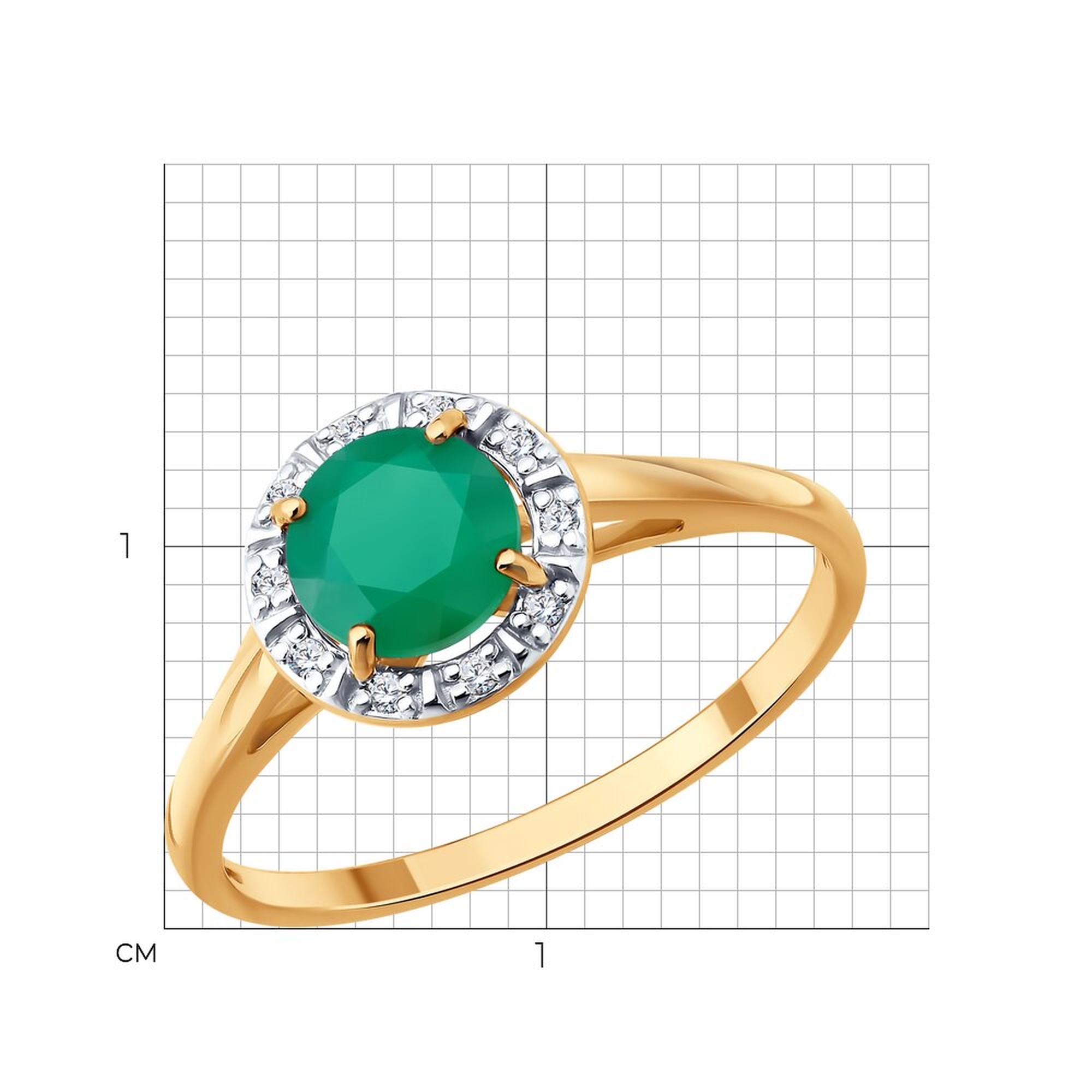 Золотое кольцо SOKOLOV 71-00450 с бриллиантом и агатом