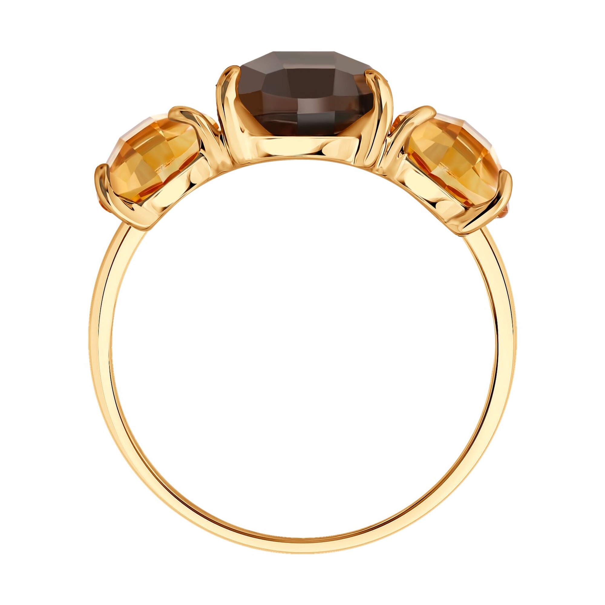 Золотое кольцо SOKOLOV 717303 с цитрином и раухтопазом