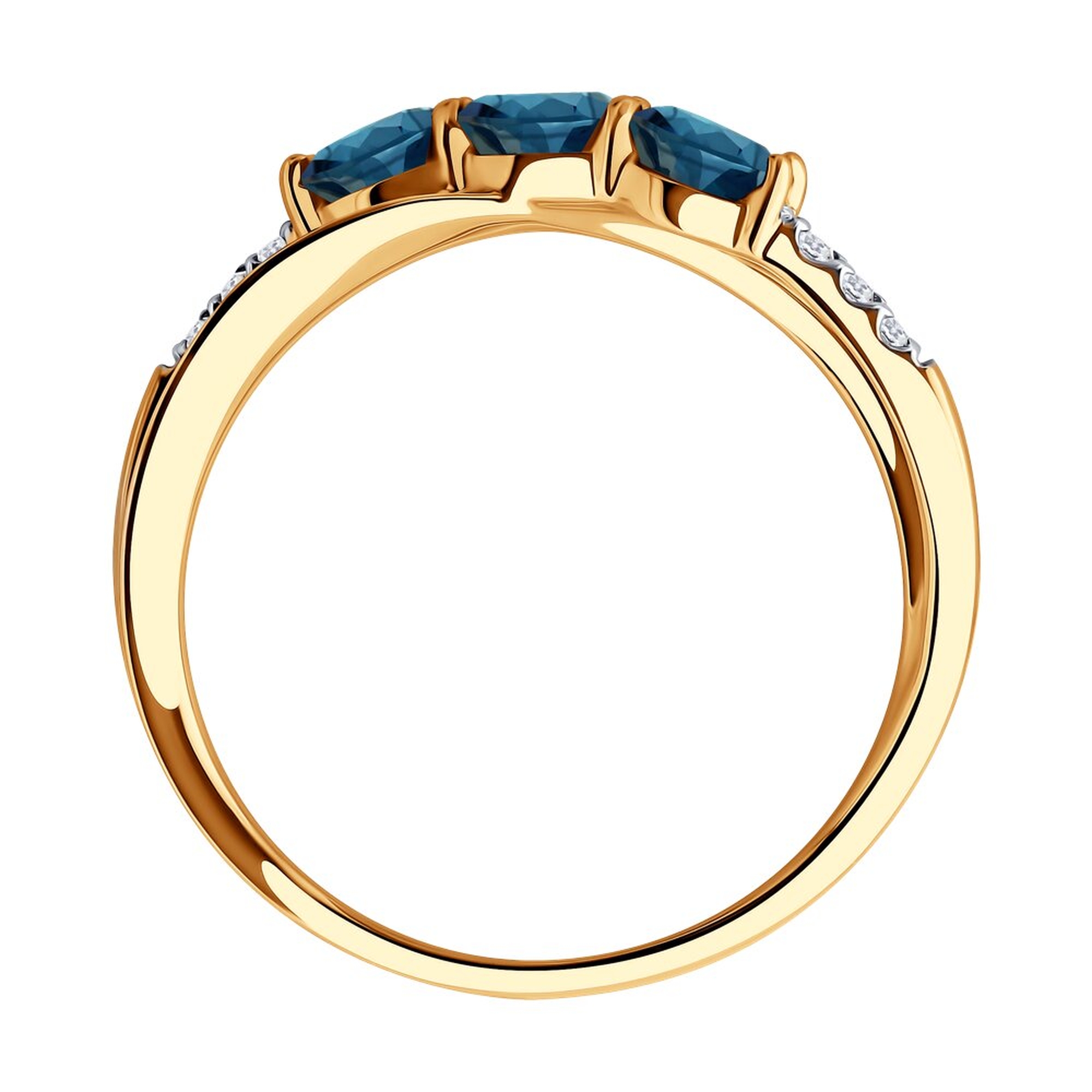 Золотое кольцо SOKOLOV 717322 с фианитом и Лондон топазом