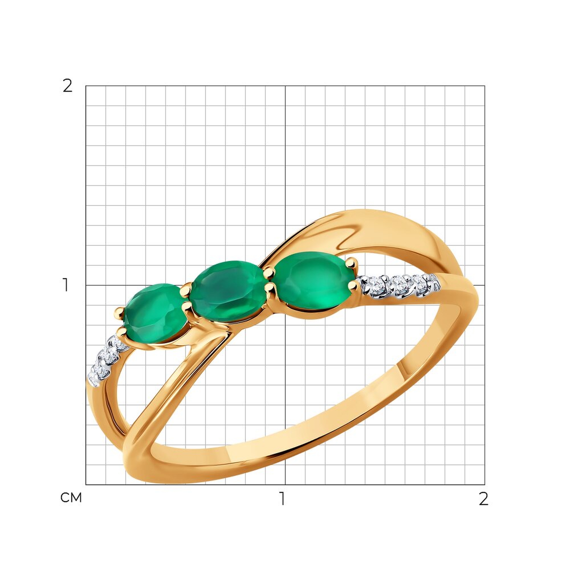 Золотое кольцо SOKOLOV 717324 с фианитом и агатом