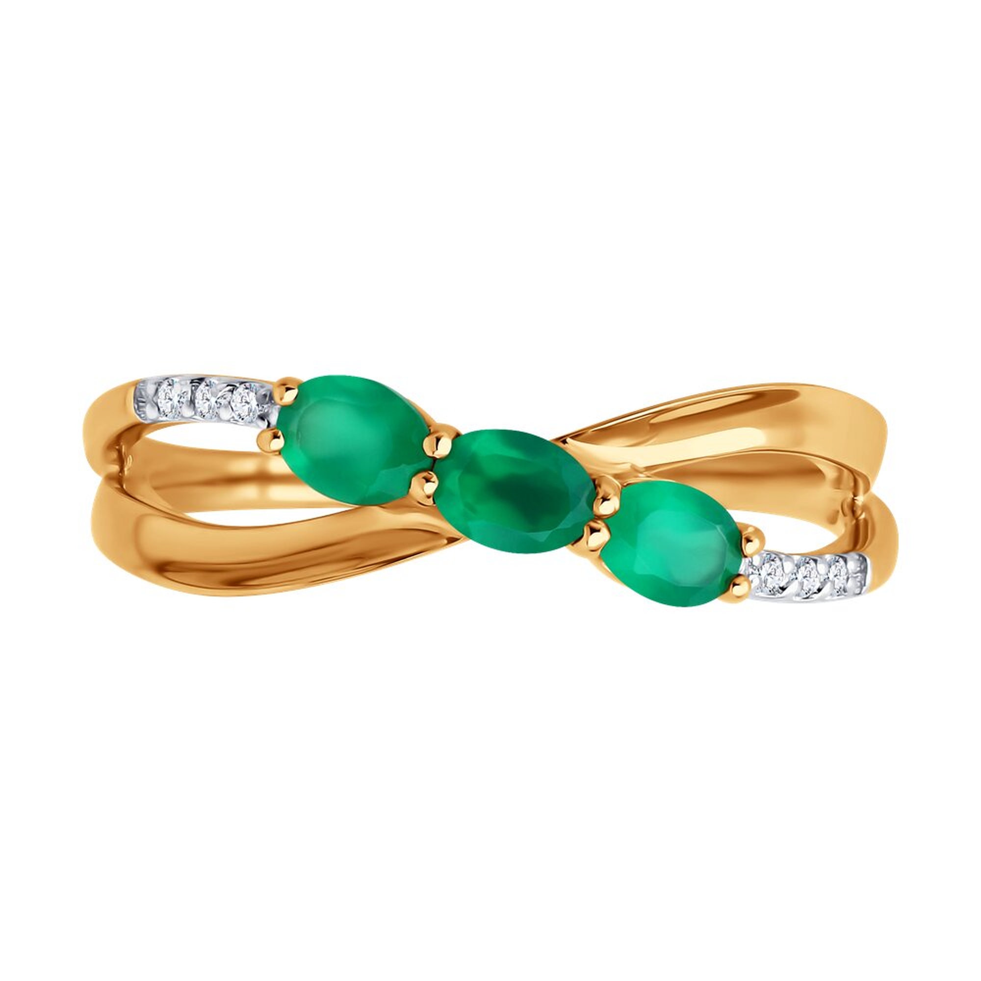 Золотое кольцо SOKOLOV 717324 с фианитом и агатом