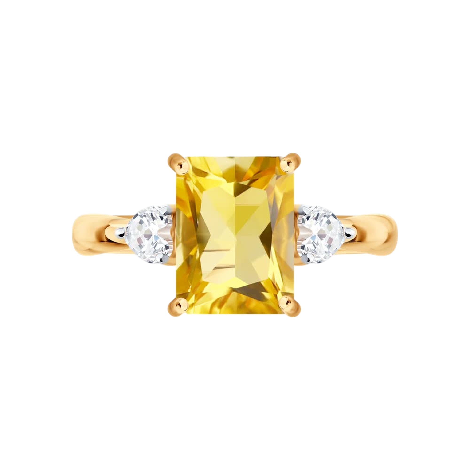 Золотое кольцо SOKOLOV 717330 с фианитом и цитрином