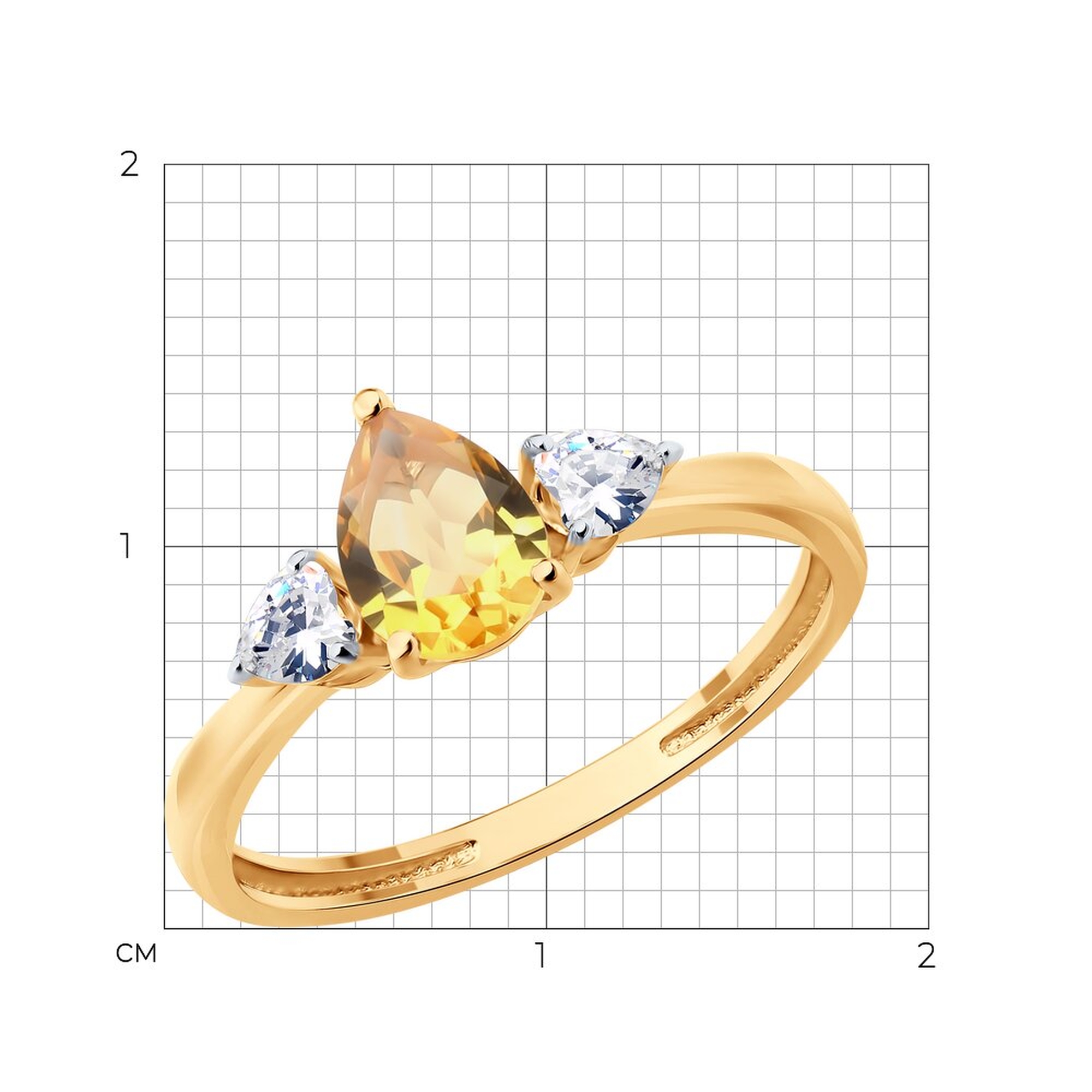 Золотое кольцо SOKOLOV 717336 с фианитом и цитрином
