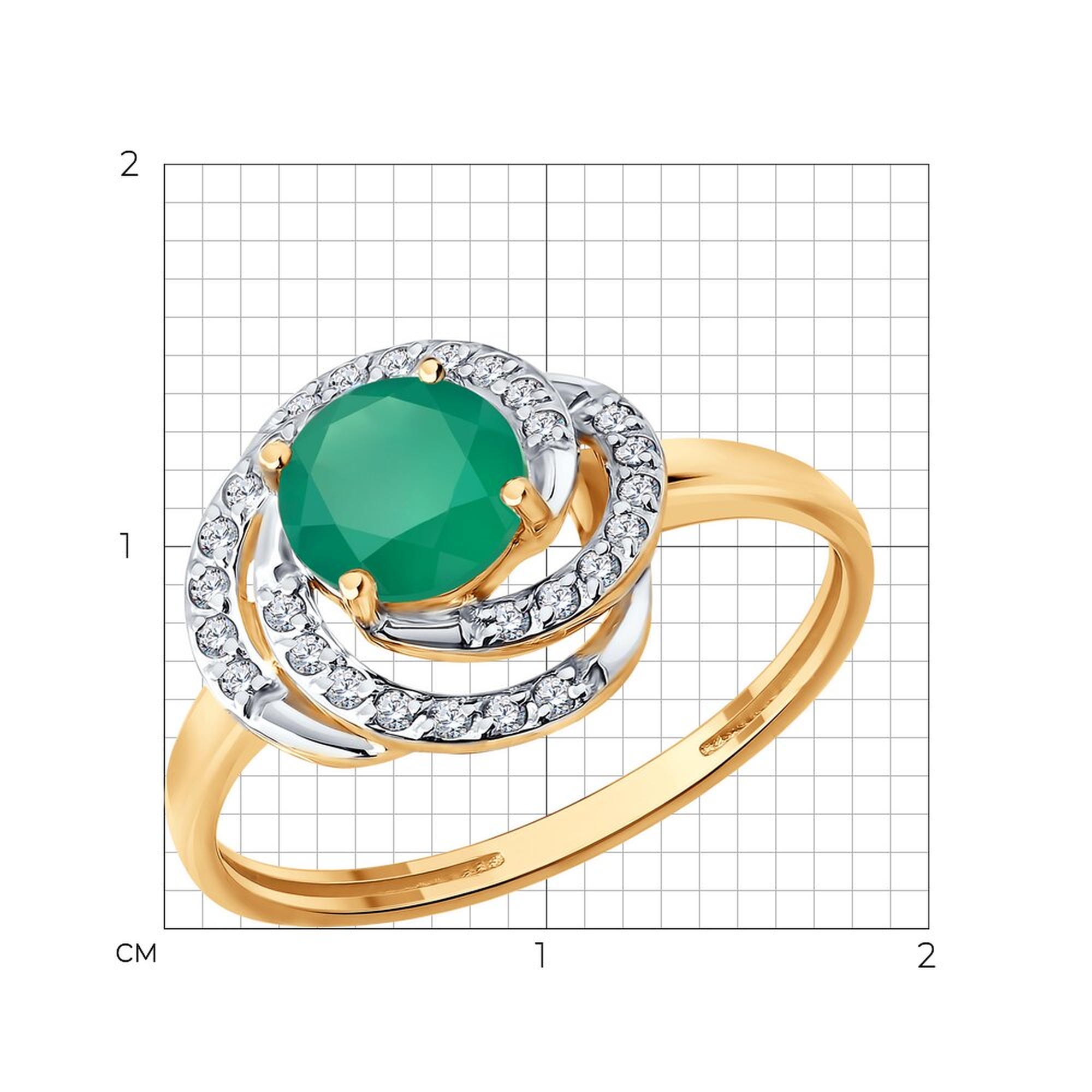 Золотое кольцо SOKOLOV 717337 с фианитом и агатом