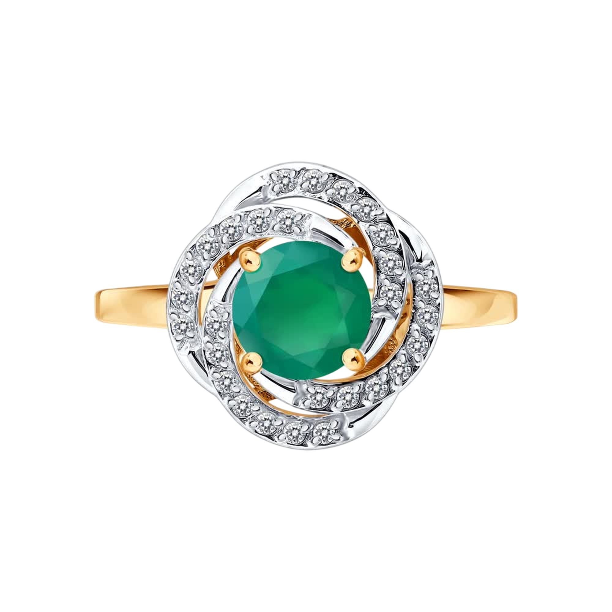 Золотое кольцо SOKOLOV 717337 с фианитом и агатом