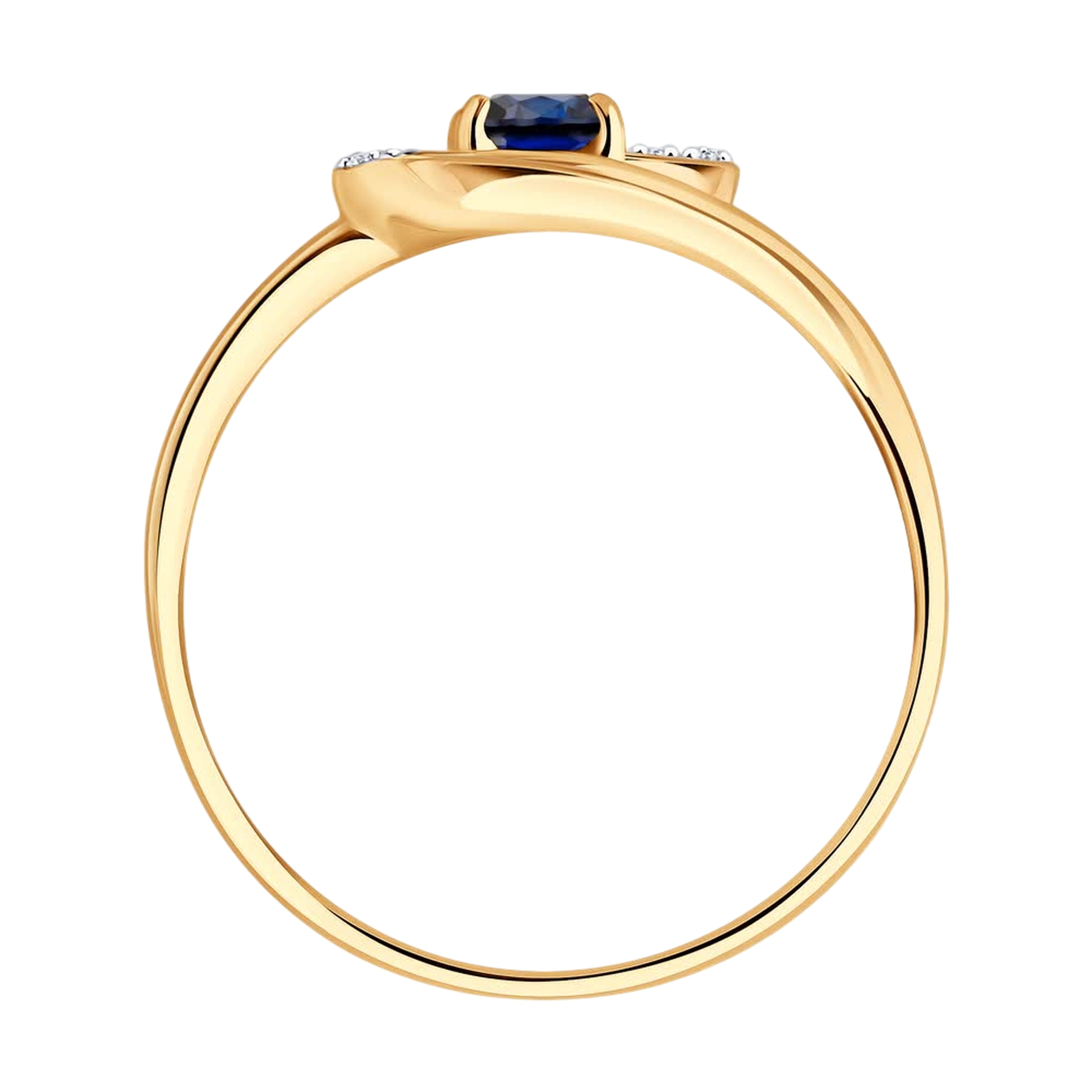 Золотое кольцо SOKOLOV 717346 с фианитом и сапфировым корундом