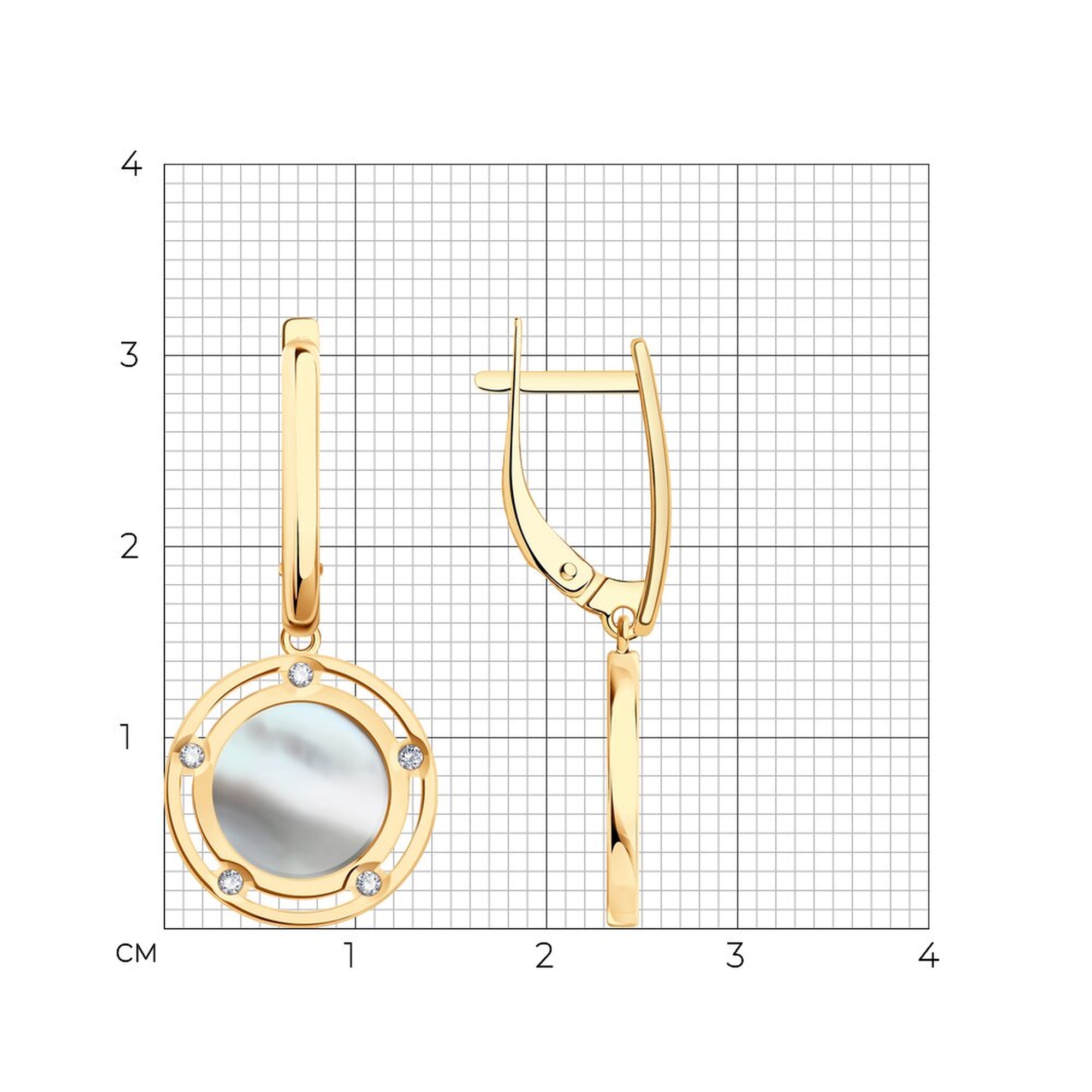 Золотые серьги SOKOLOV 72-00491 с бриллиантом и перламутром