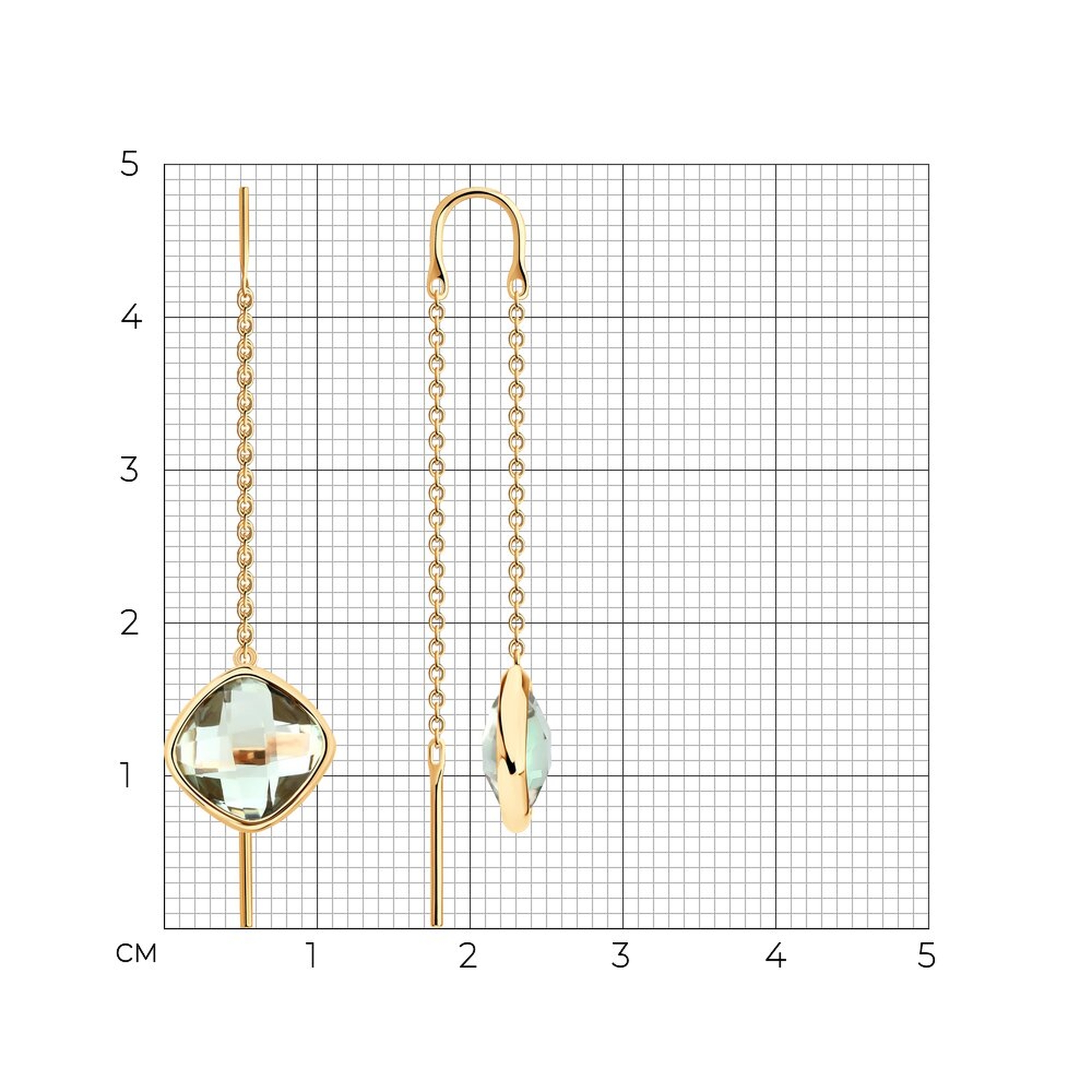 Золотые серьги SOKOLOV 729044 с празиолитом