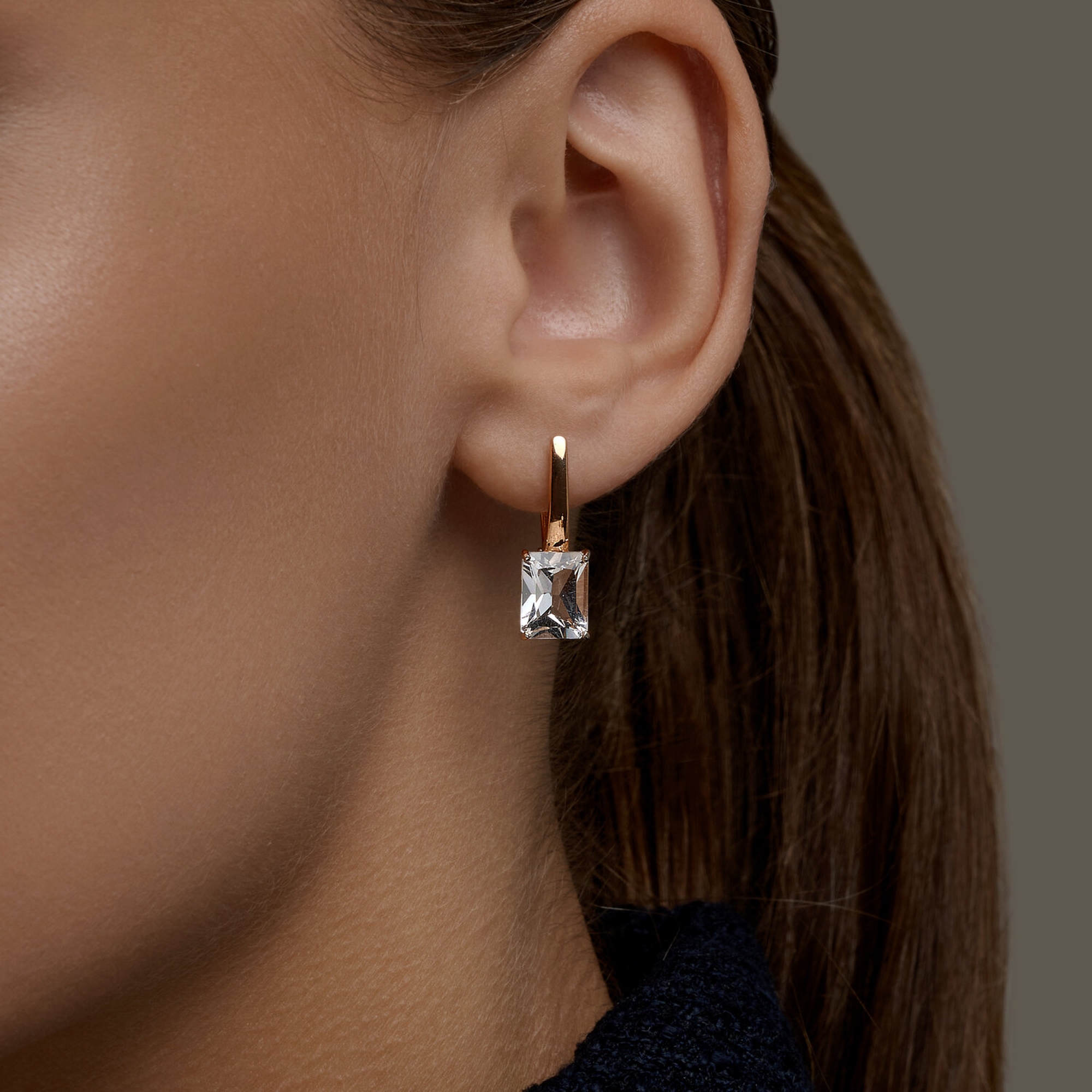 Золотые серьги SOKOLOV 729329 с горным хрусталём