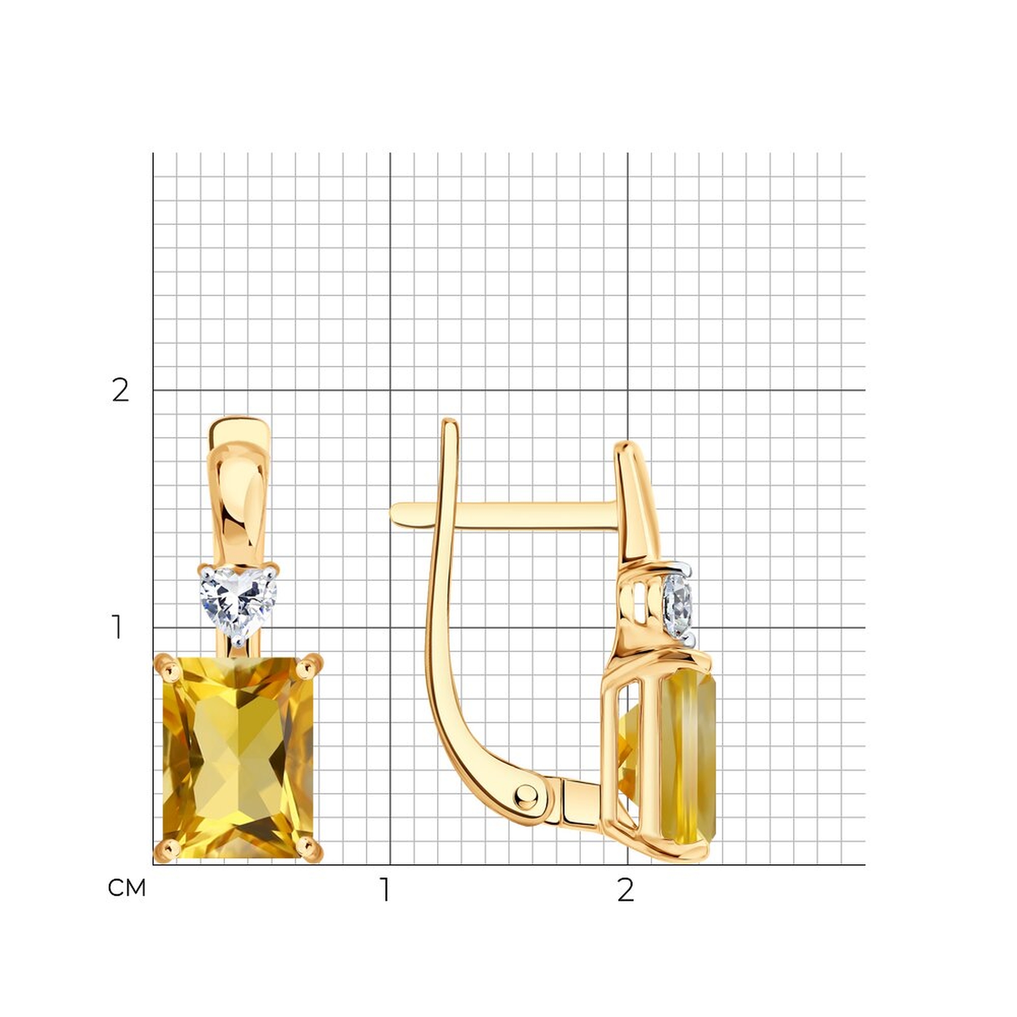 Золотые серьги SOKOLOV 729341 с фианитом и цитрином