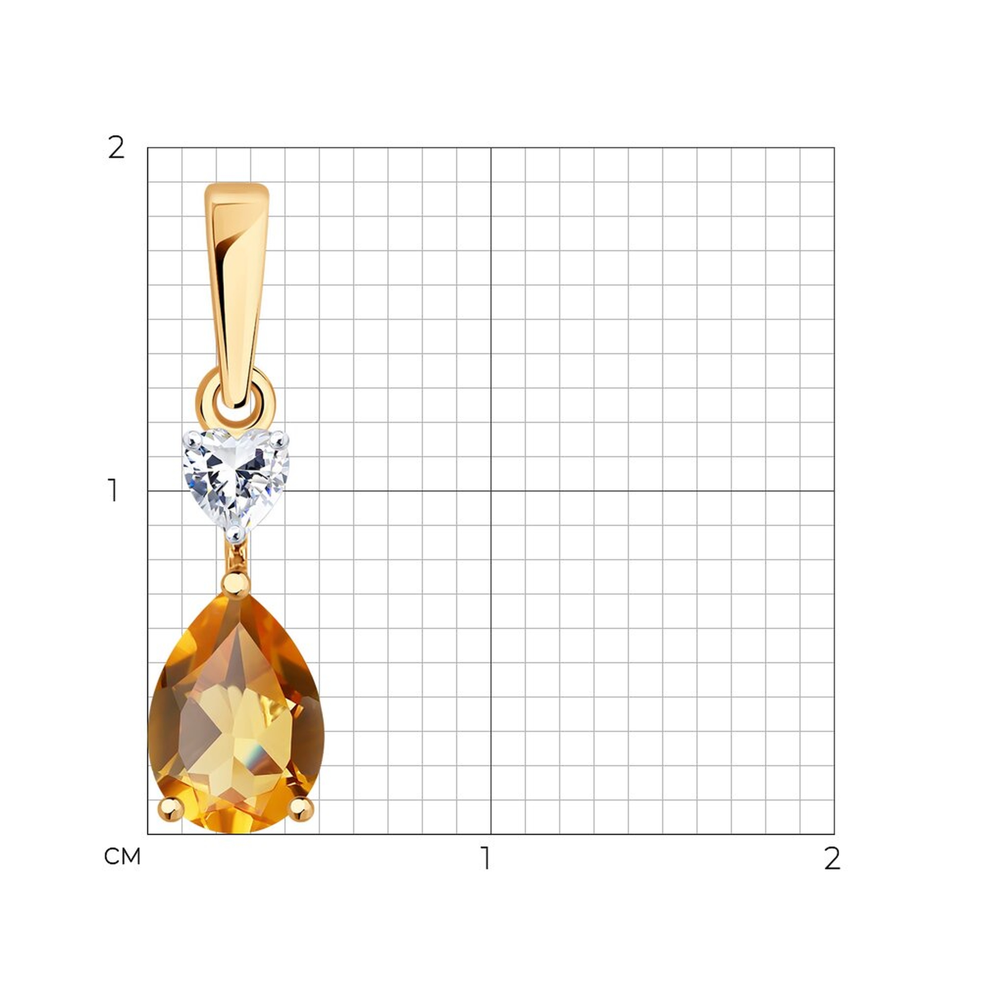 Золотая подвеска SOKOLOV 733064 с фианитом и цитрином