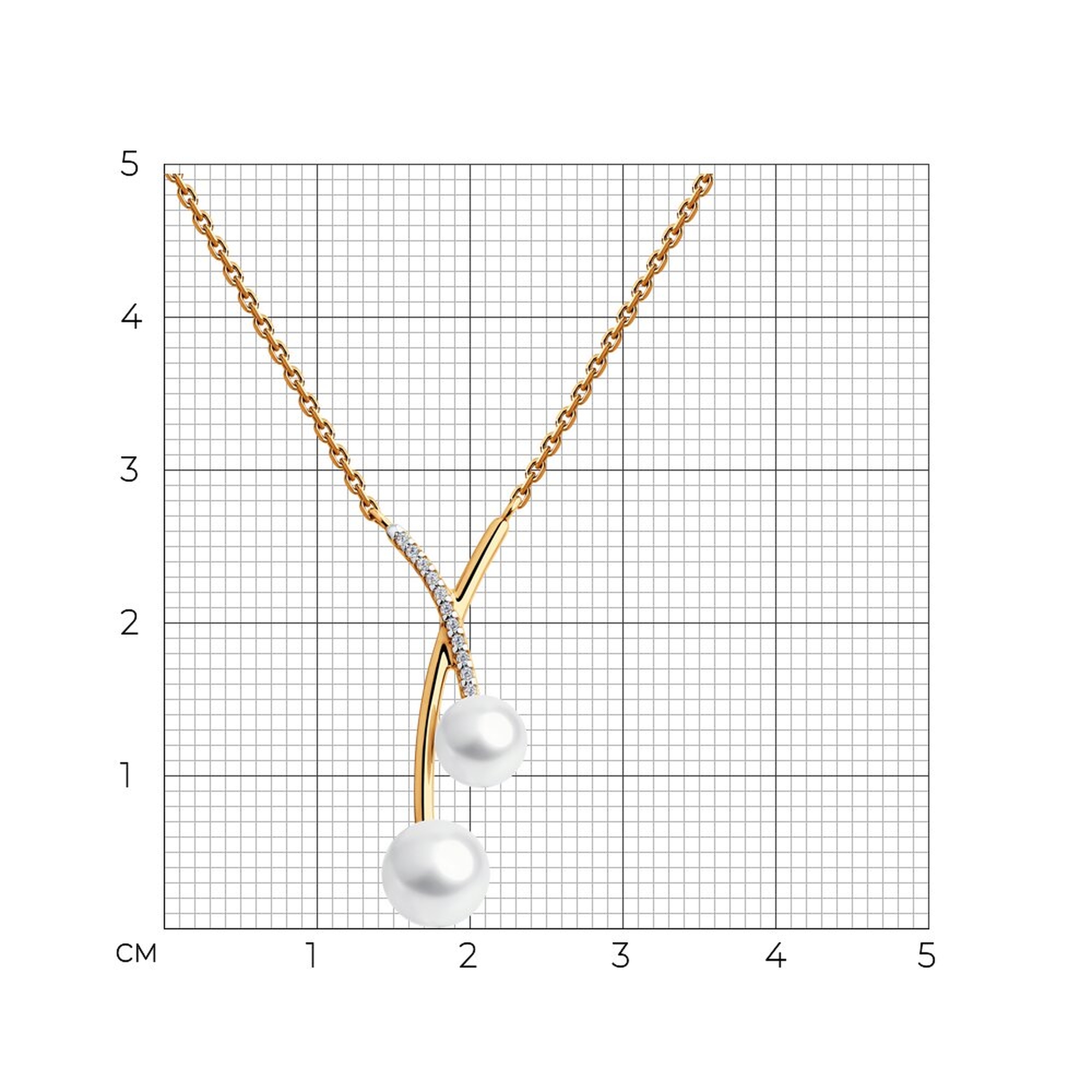 Золотое колье SOKOLOV 797036 с фианитом и жемчугом