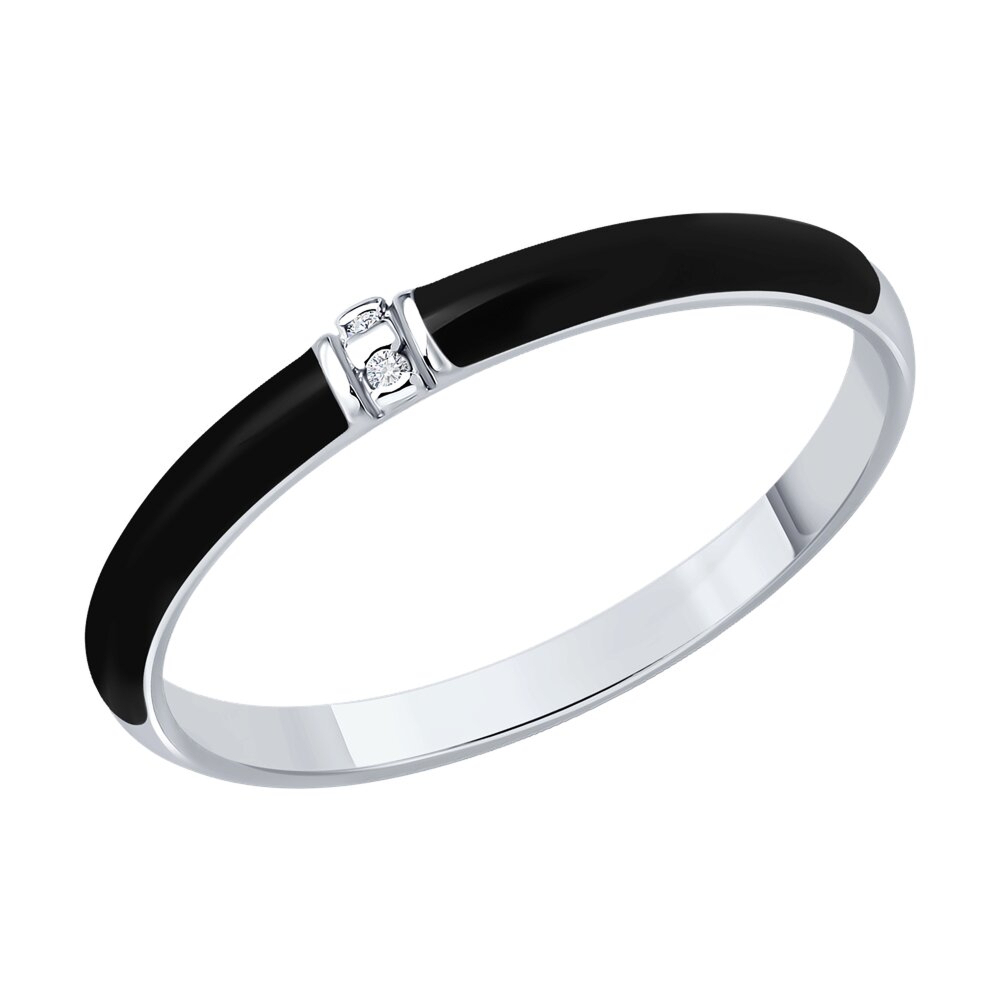 Серебряное кольцо SOKOLOV 87010103 с бриллиантом и эмалью