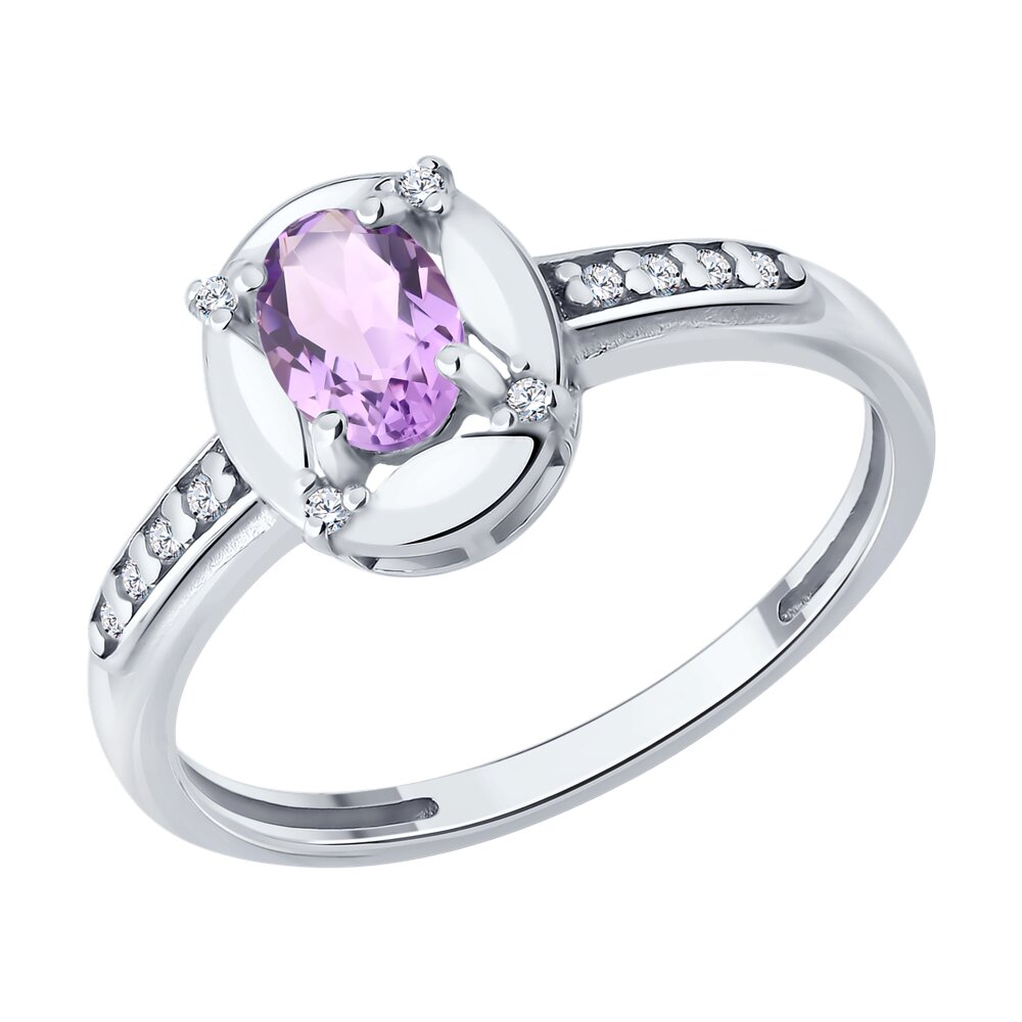 Серебряное кольцо SOKOLOV 92014872 с фианитом и аметистом