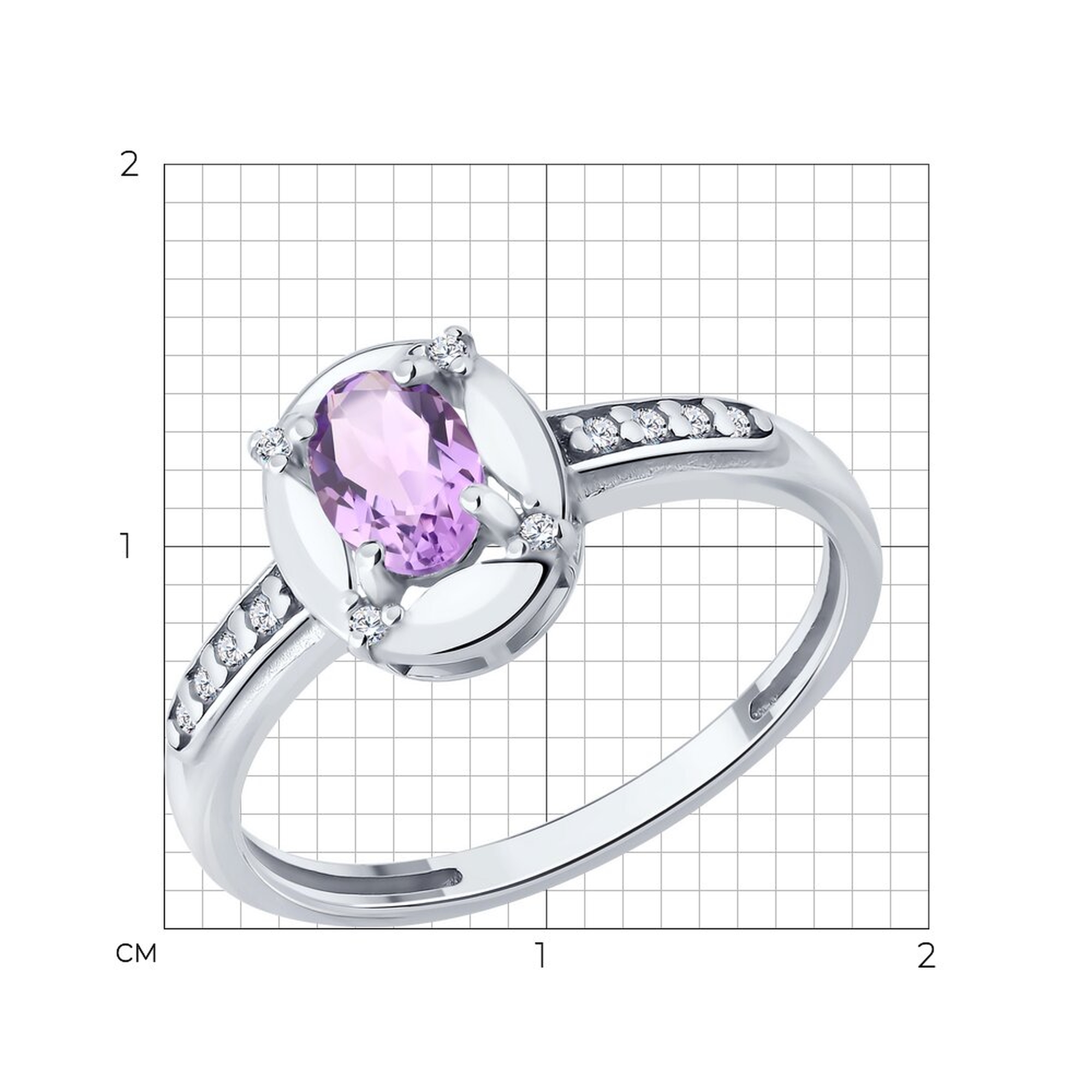 Серебряное кольцо SOKOLOV 92014872 с фианитом и аметистом
