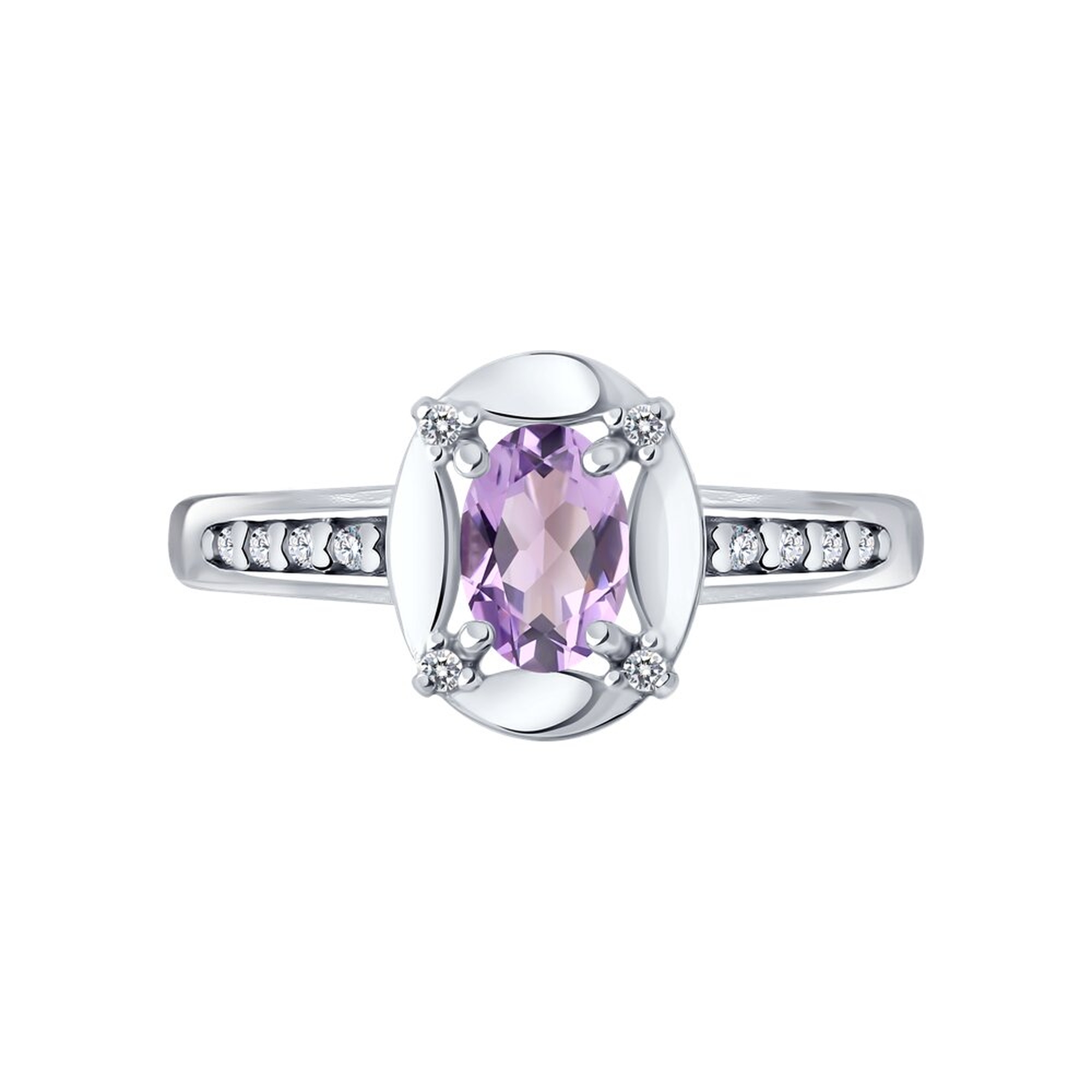 Серебряное кольцо SOKOLOV 92014872 с фианитом и аметистом