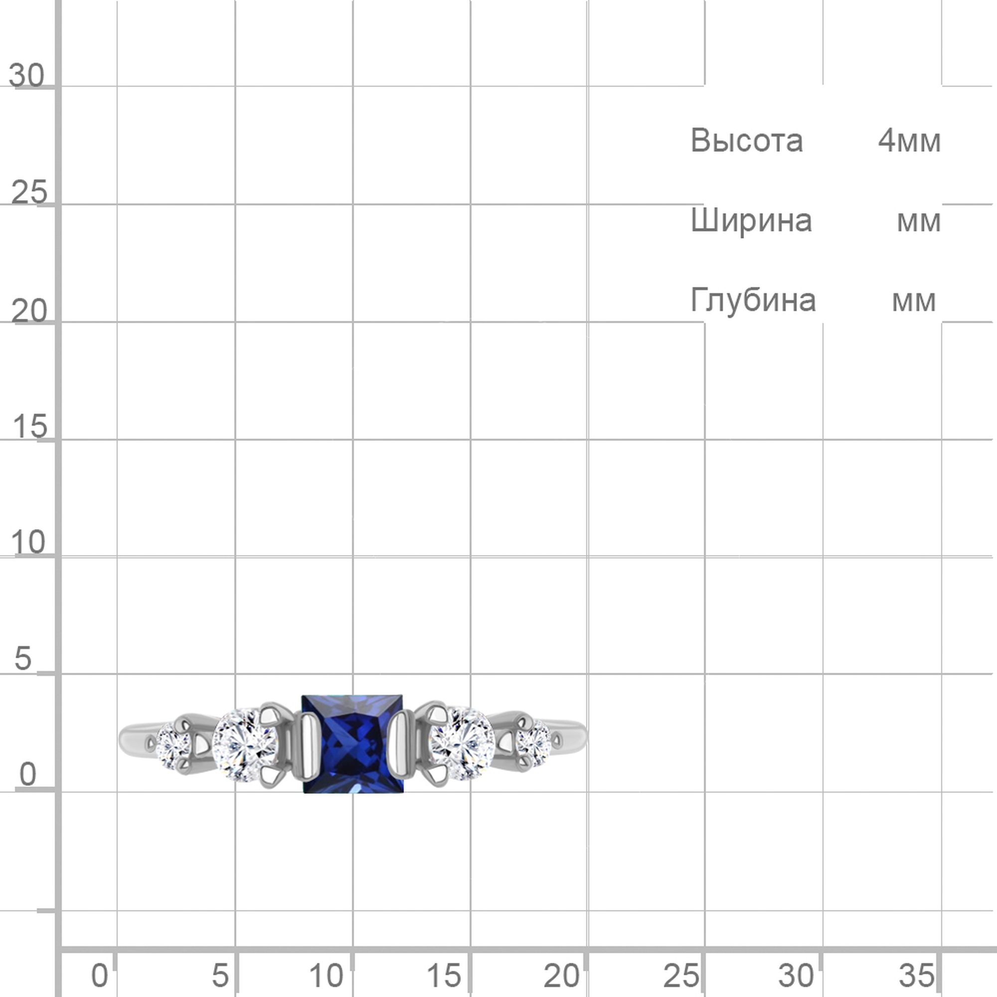 Серебряное кольцо AQUAMARINE А600220АБ с фианитом и гидротермальным сапфиром