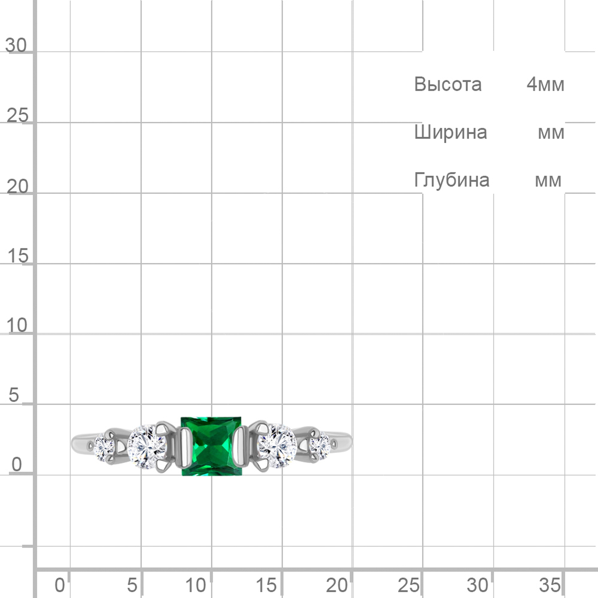Серебряное кольцо AQUAMARINE А600220АГ с фианитом и гидротермальным изумрудом