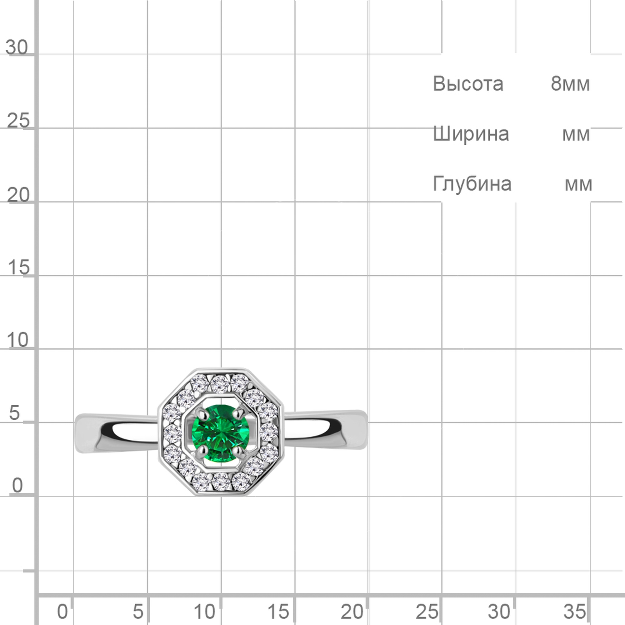 Серебряное кольцо AQUAMARINE А650182АГ с фианитом и гидротермальным изумрудом