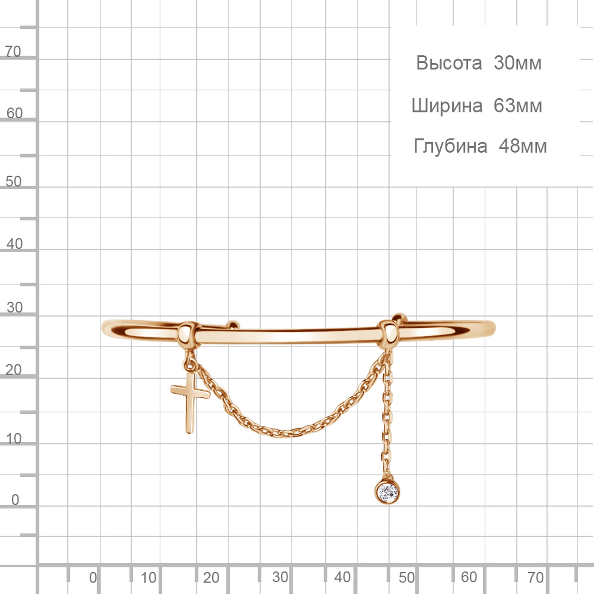 Браслет из золочёного серебра AQUAMARINE А74834А-п с фианитом